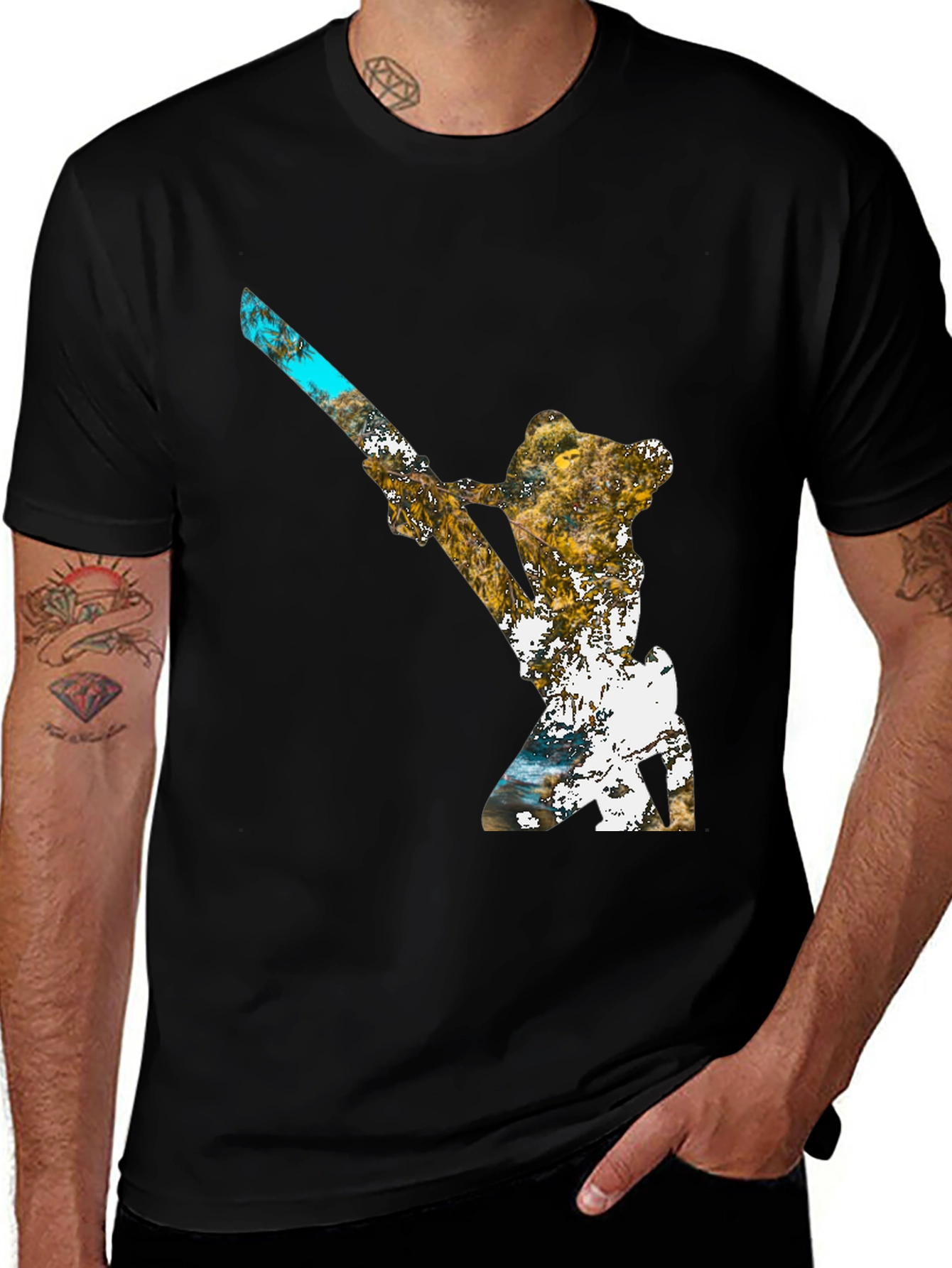 Variant 5 of Unique Graphic Print Black T-Shirt