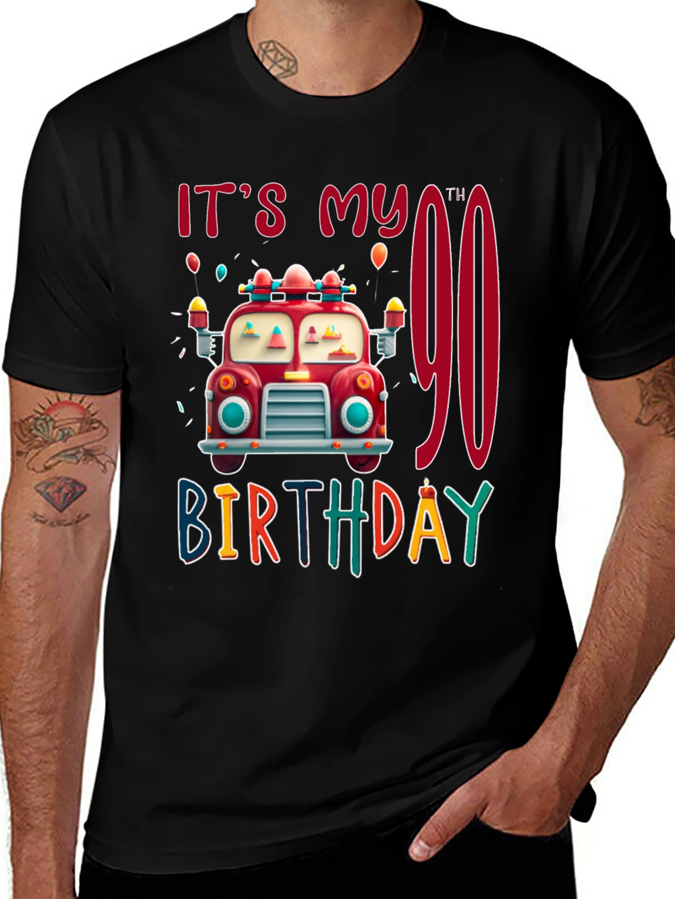 Variant 16 of It's My 90th Birthday Fire Truck T-Shirt