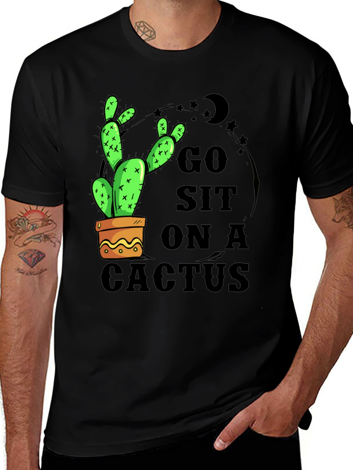 Black Go Sit On A Cactus T-Shirt - Funny Graphic Tee main image