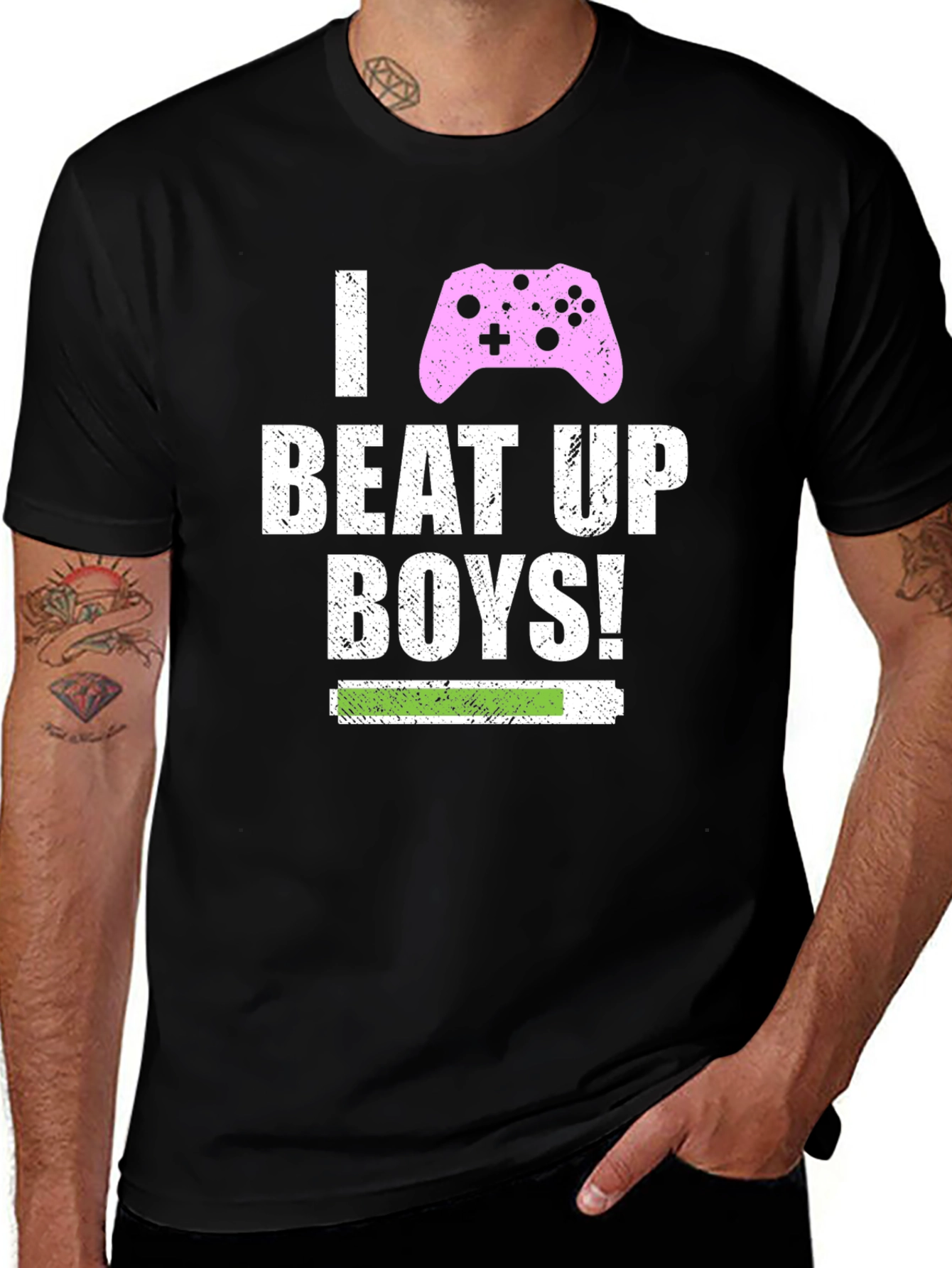 Variant 19 of I Beat Up Boys! Gamer T-Shirt - Black