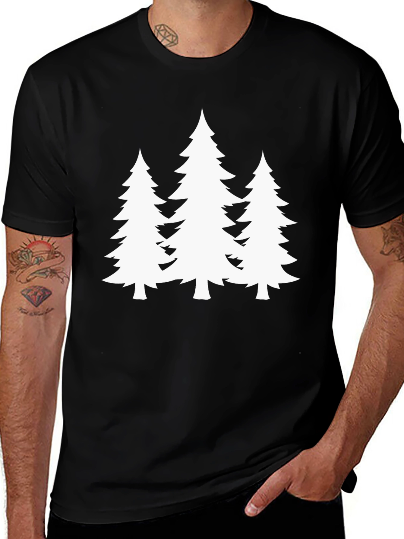Variant 18 of Men's Black T-Shirt with Tree Graphic
