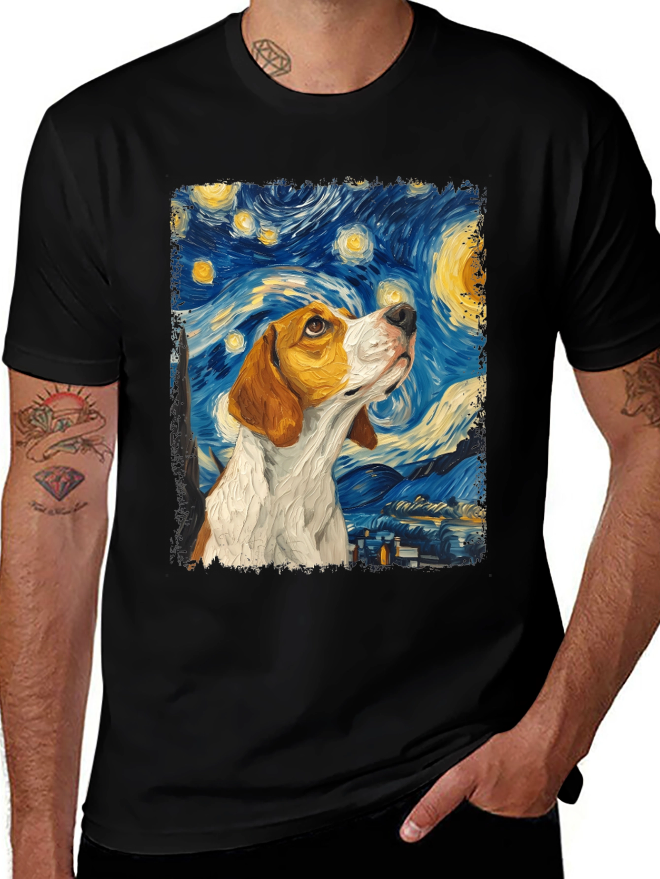 Starry Night Beagle T-Shirt - Unique Art Tee