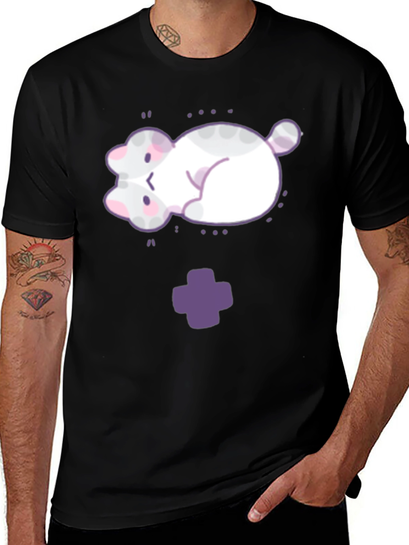 Variant 16 of Cute Cat T-Shirt - Plus Symbol Design