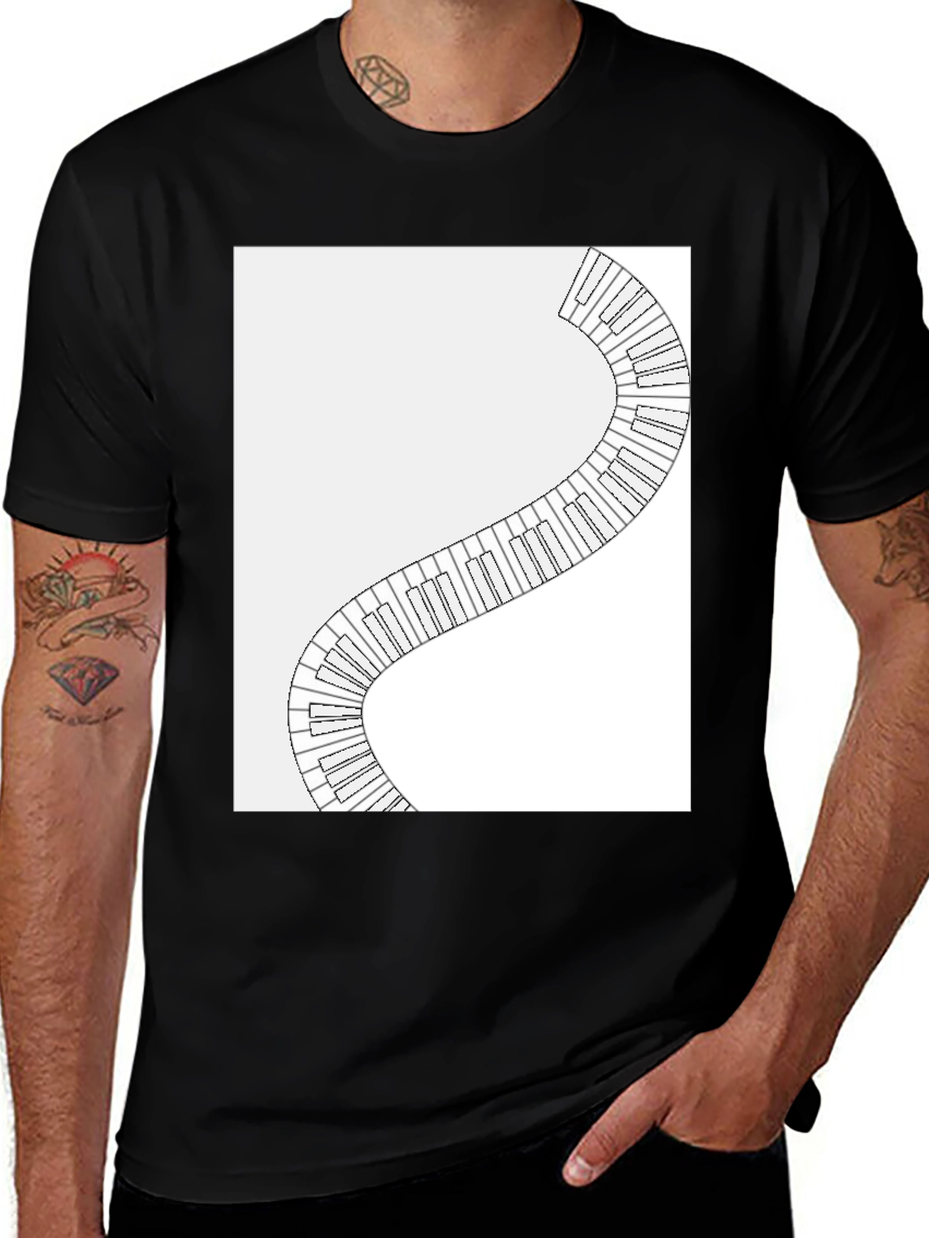 Variant 8 of Piano Keys Winding Graphic Tee - Music Lover's T-Shirt