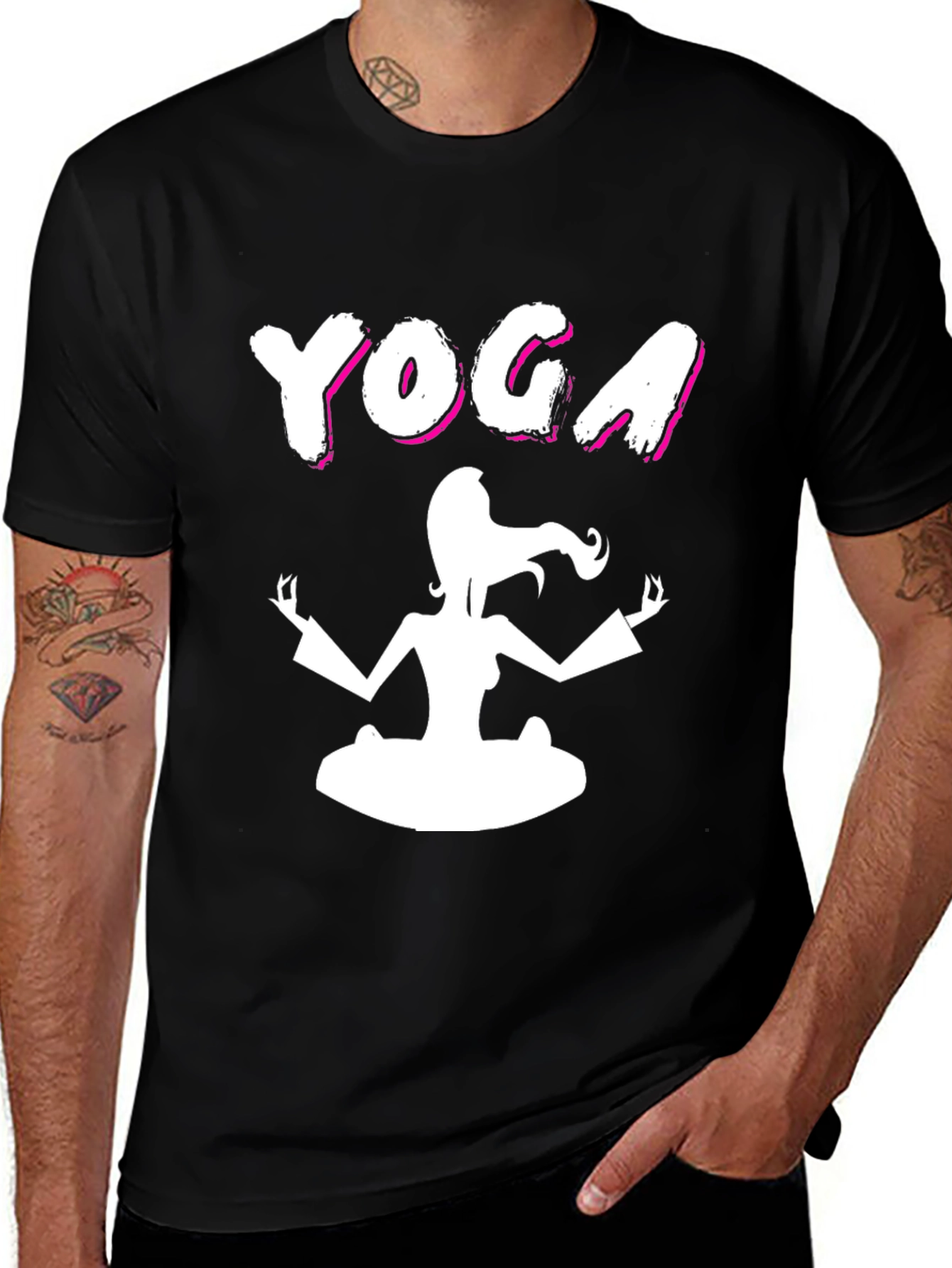 Variant 17 of Yoga Pose Graphic Tee - Black Cotton T-Shirt