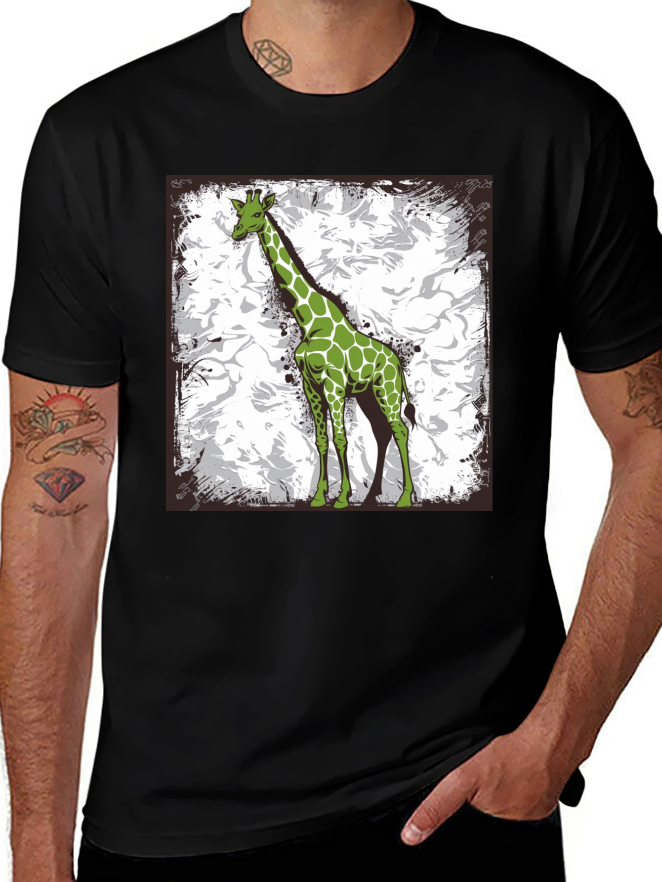 Variant 25 of Green Giraffe Graphic Tee - Stylish Animal Print Shirt