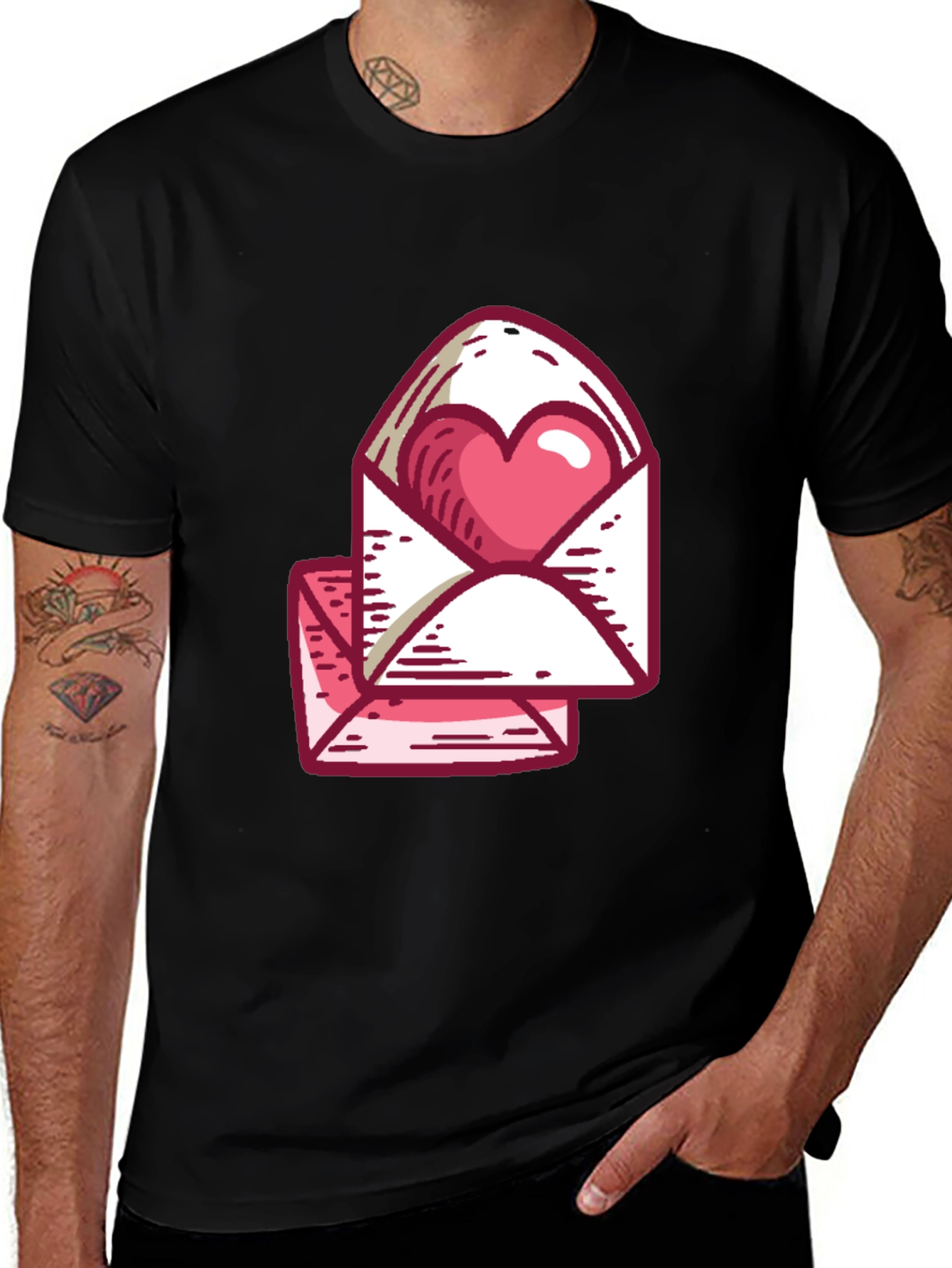 Heart Envelope Graphic Black T-Shirt
