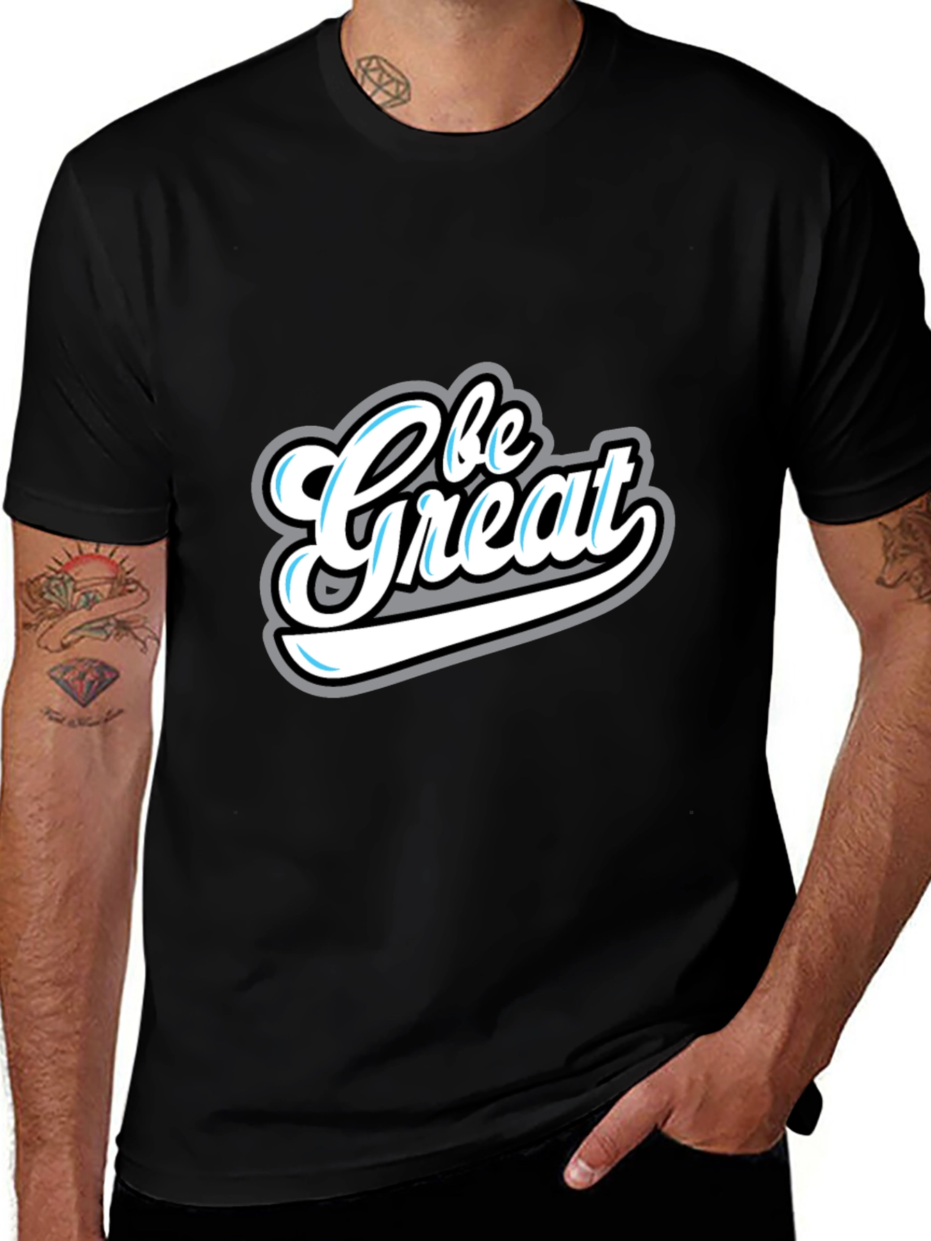 Variant 23 of Be Great Graphic Tee - Stylish Men's Black T-Shirt