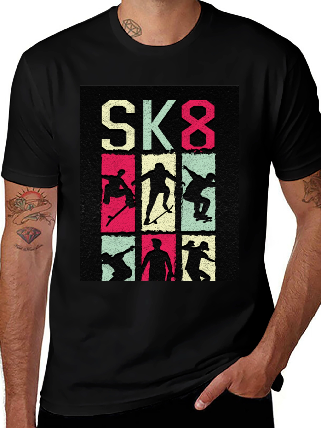 Variant 21 of Skateboarding T-Shirt SK8 Retro Graphic Tee