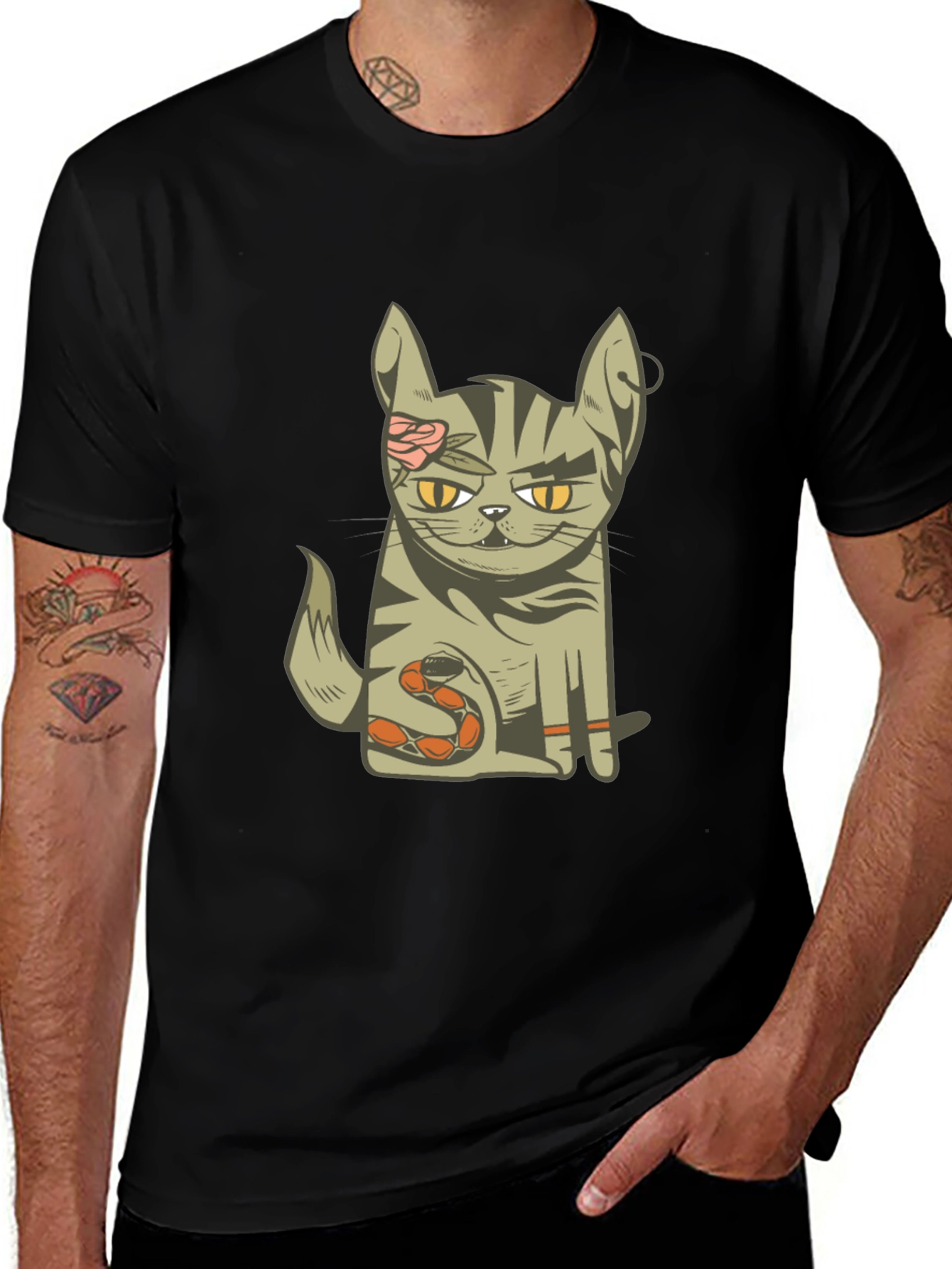 Black Zombie Cat T-Shirt - Unique Graphic Tee main image