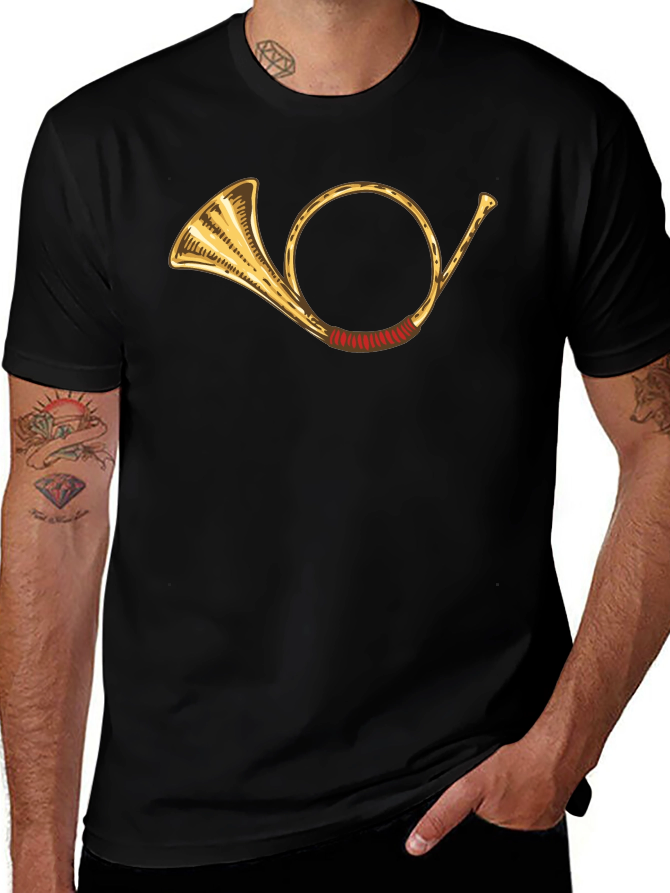 Variant 18 of French Horn Graphic Tee - Black