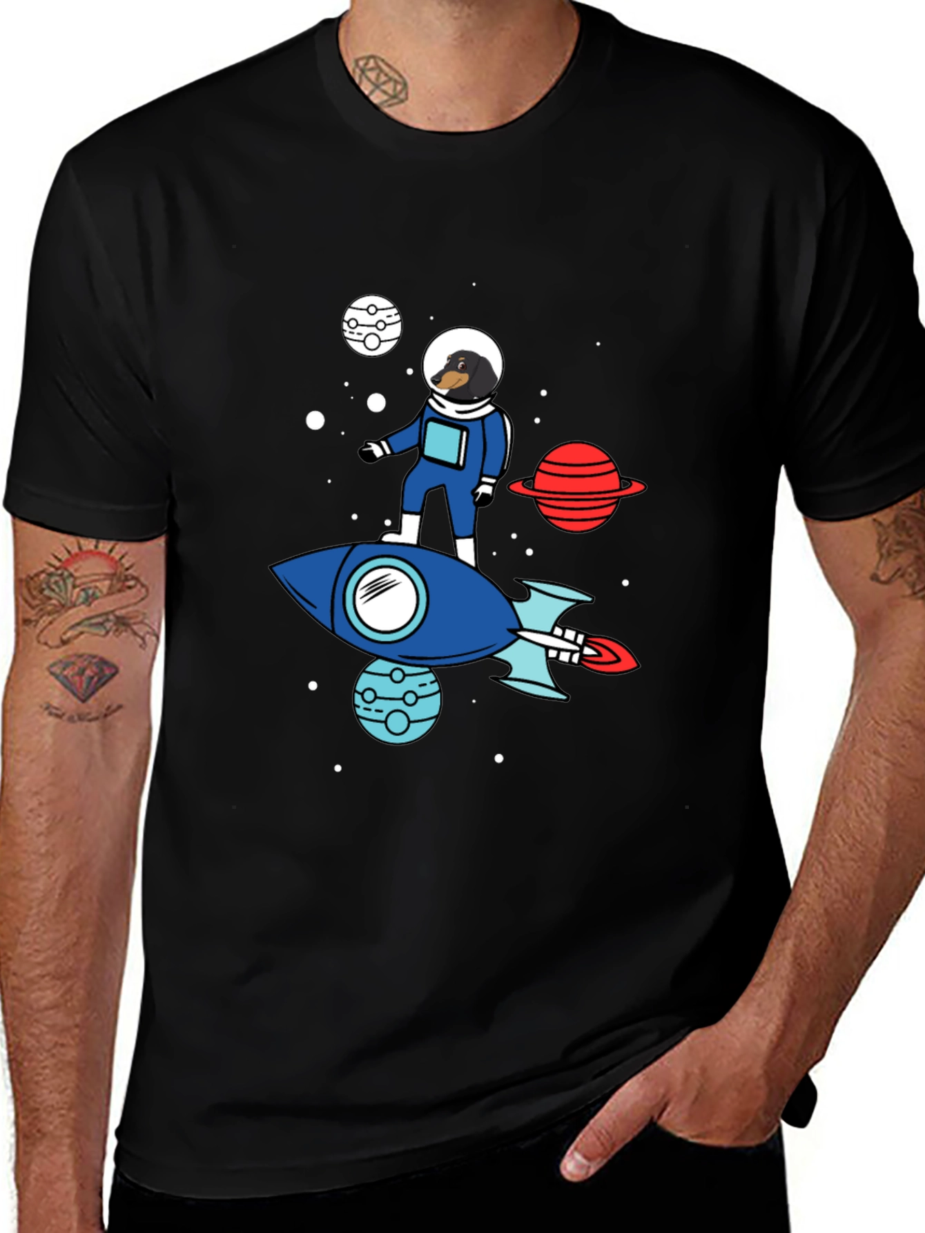 Variant 19 of Dachshund Astronaut T-Shirt - Space Dog Tee