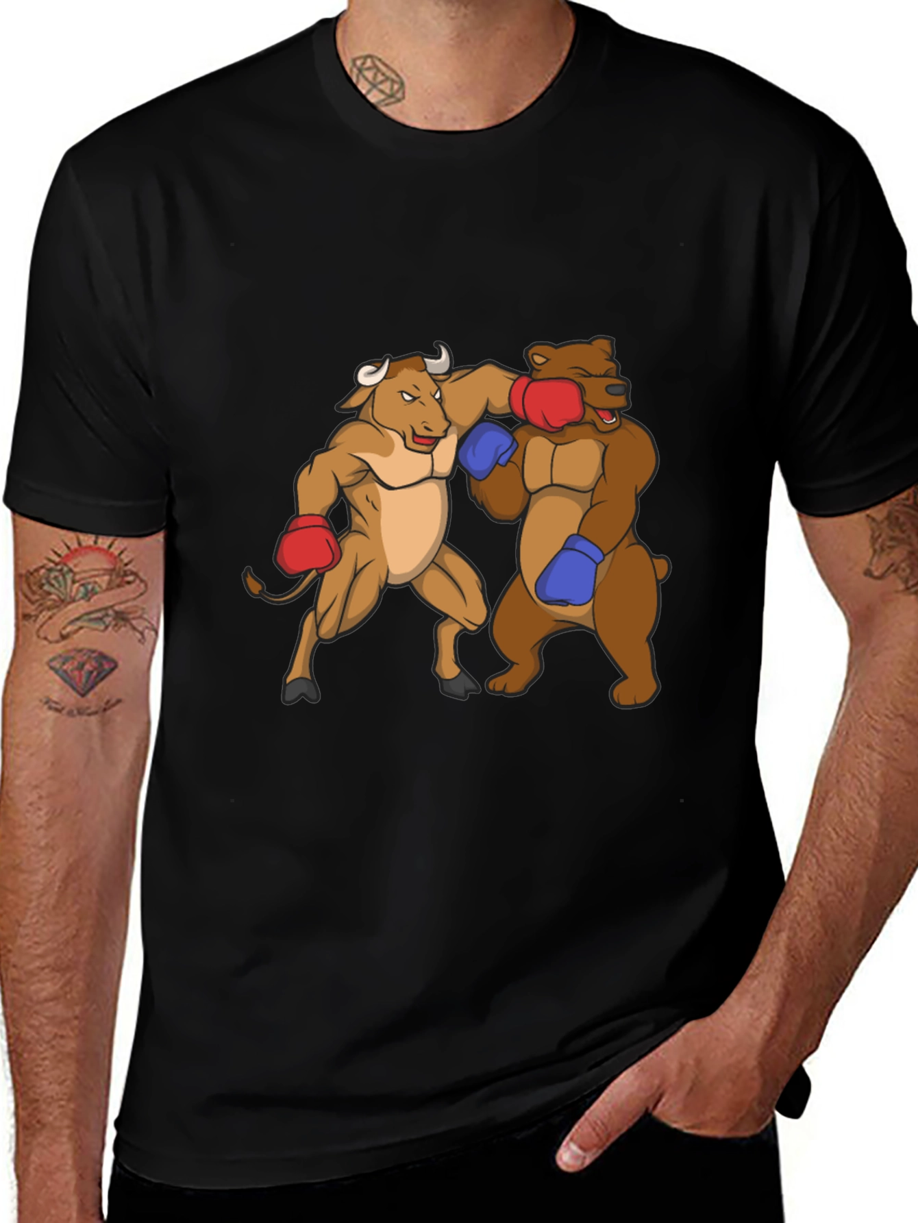 Variant 3 of Bull vs Bear Boxing T-Shirt - Stock Market Humor