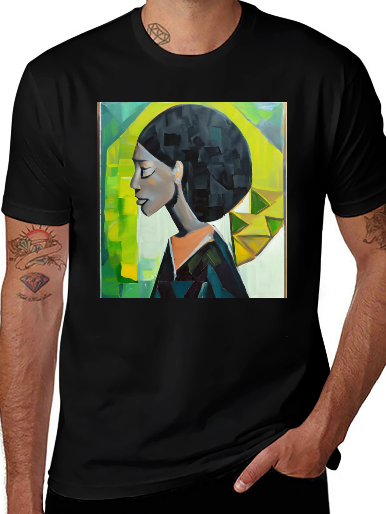 Variant 22 of Artistic Afro Woman Graphic Tee - Black