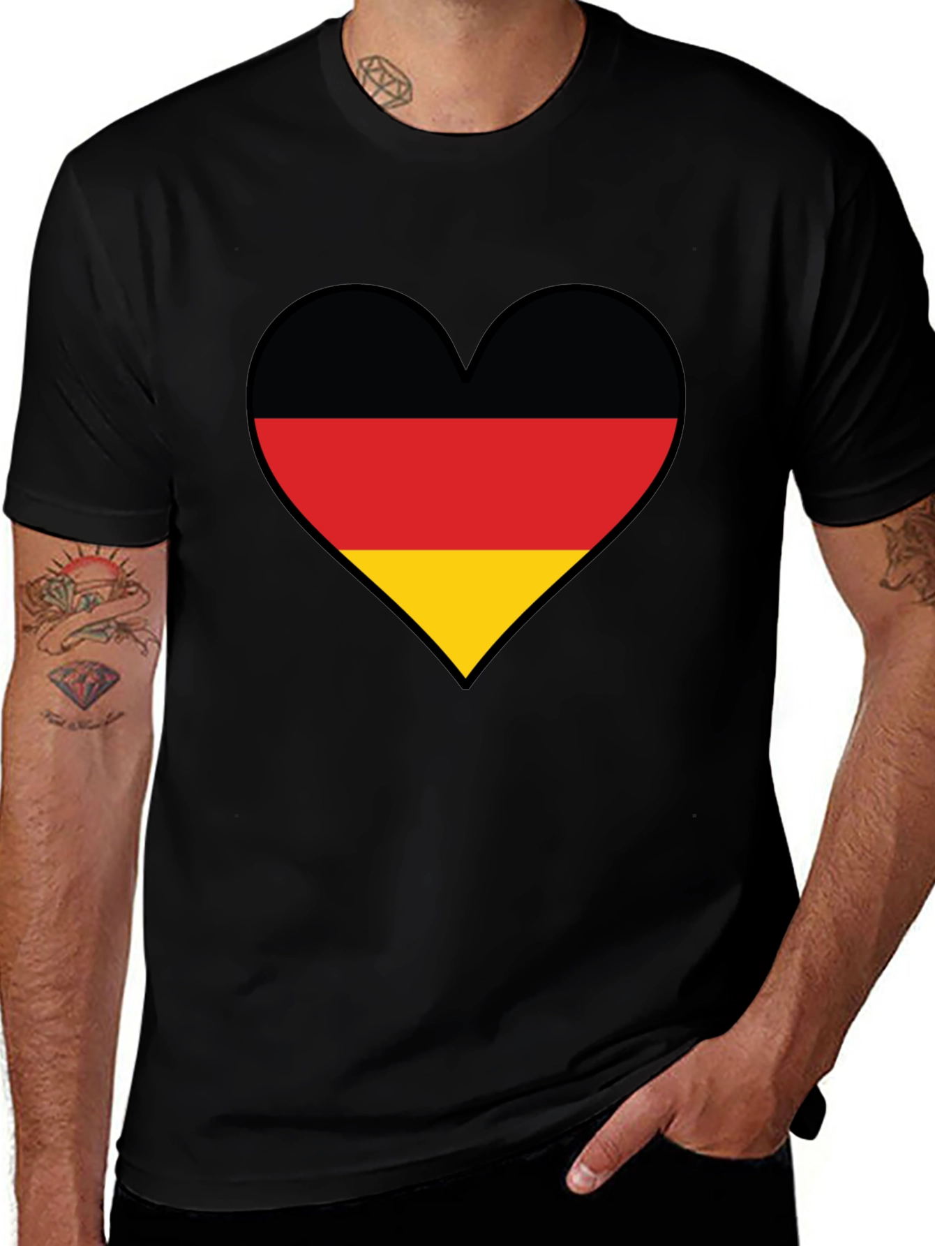 Variant 12 of German Flag Heart T-Shirt - Black Cotton Tee
