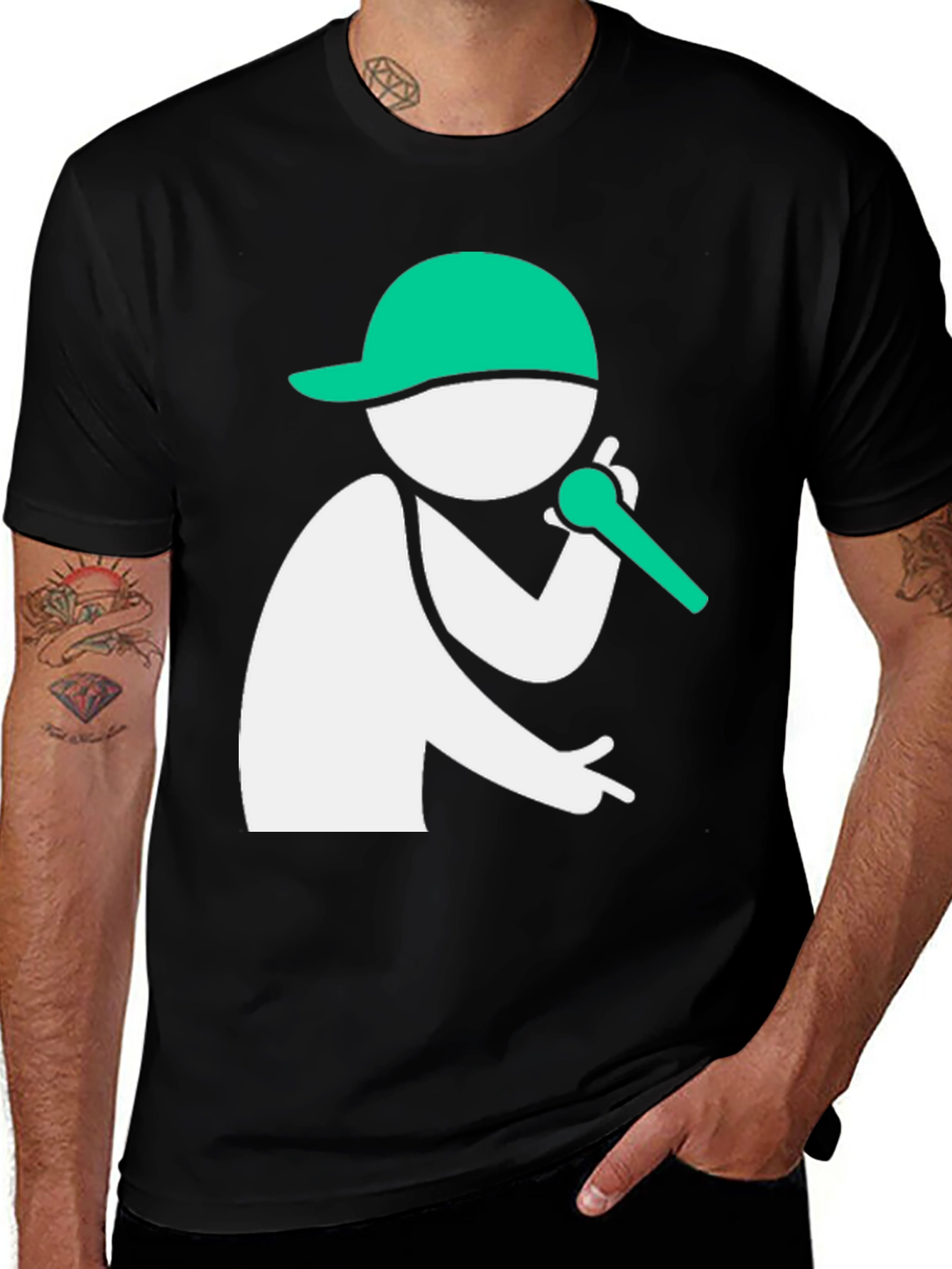 Variant 8 of Cool Graphic Tee - Rapper Stick Figure Design