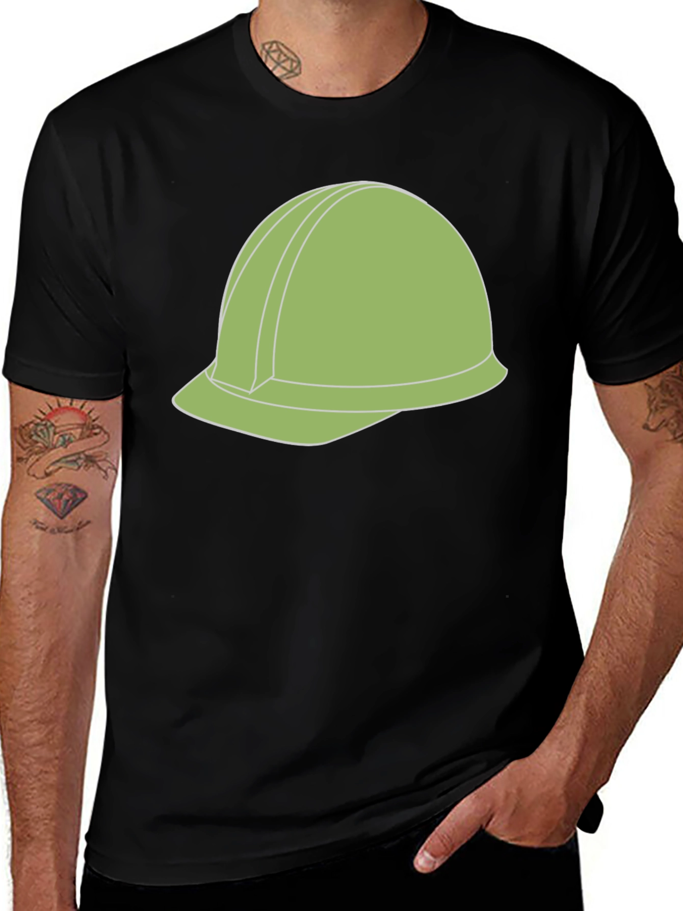 Variant 18 of Construction Helmet Graphic Tee - Black Cotton Blend