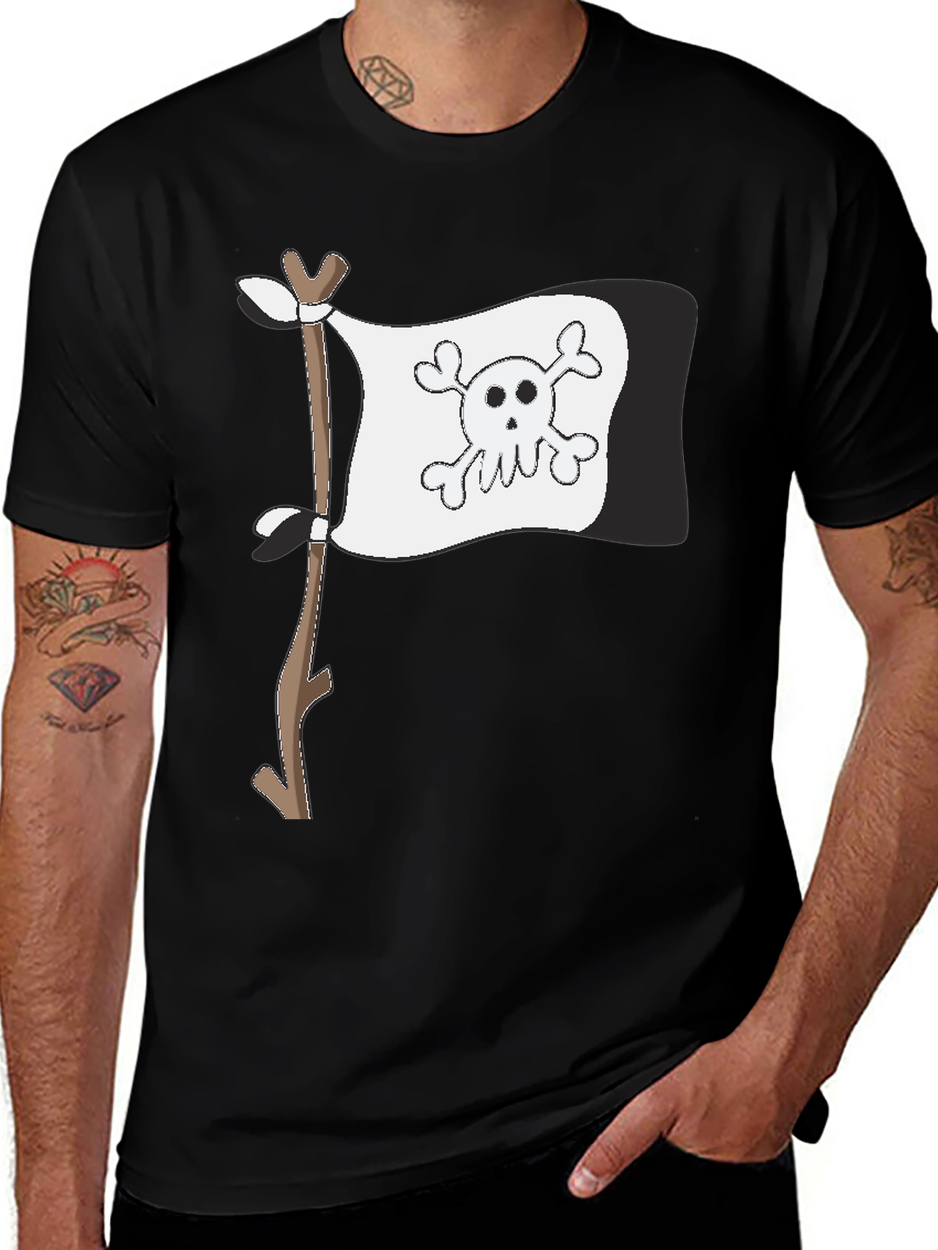 Pirate Flag Graphic T-Shirt - Men's Black Tee