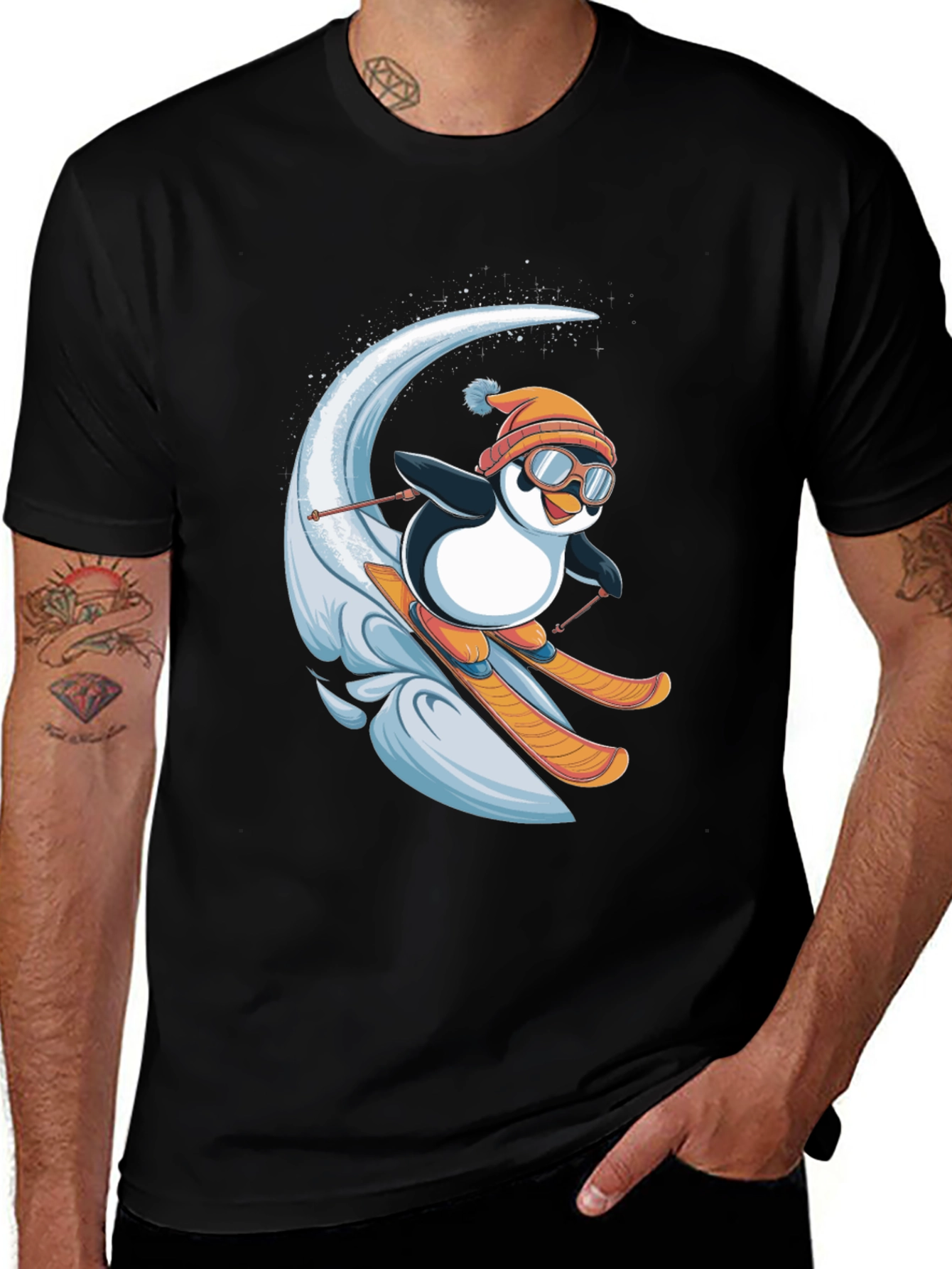 Variant 30 of Skiing Penguin Graphic T-Shirt - Fun Winter Apparel
