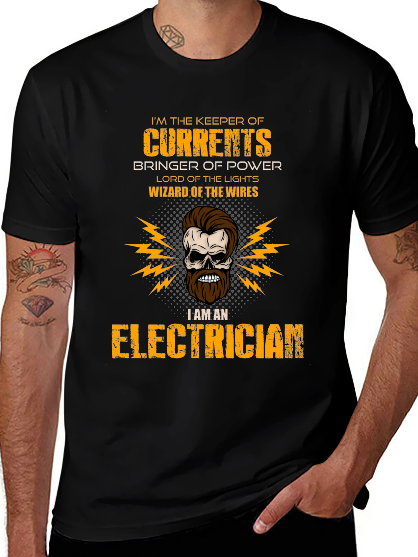 Variant 15 of Electrician Skull T-Shirt - Keeper of Currents