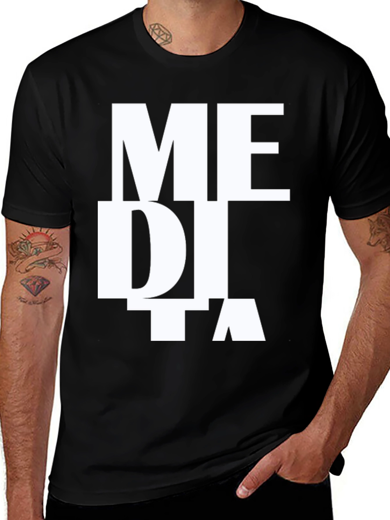 Variant 12 of Meditate T-Shirt Black Tee for Men