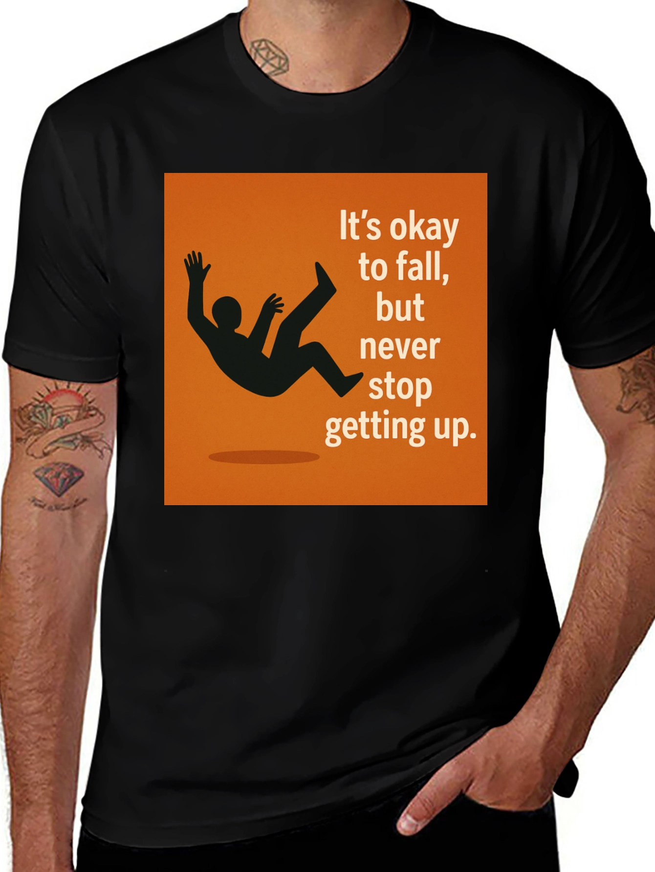 Variant 12 of Motivational 'It's Okay to Fall' Graphic Tee