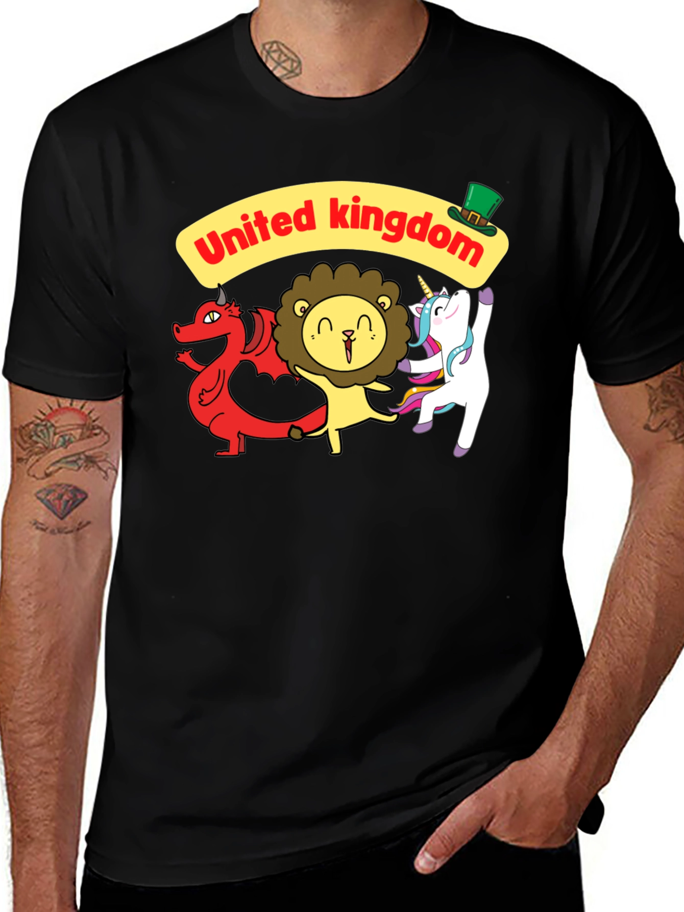 United Kingdom Mascot T-Shirt - Dragon, Lion, Unicorn
