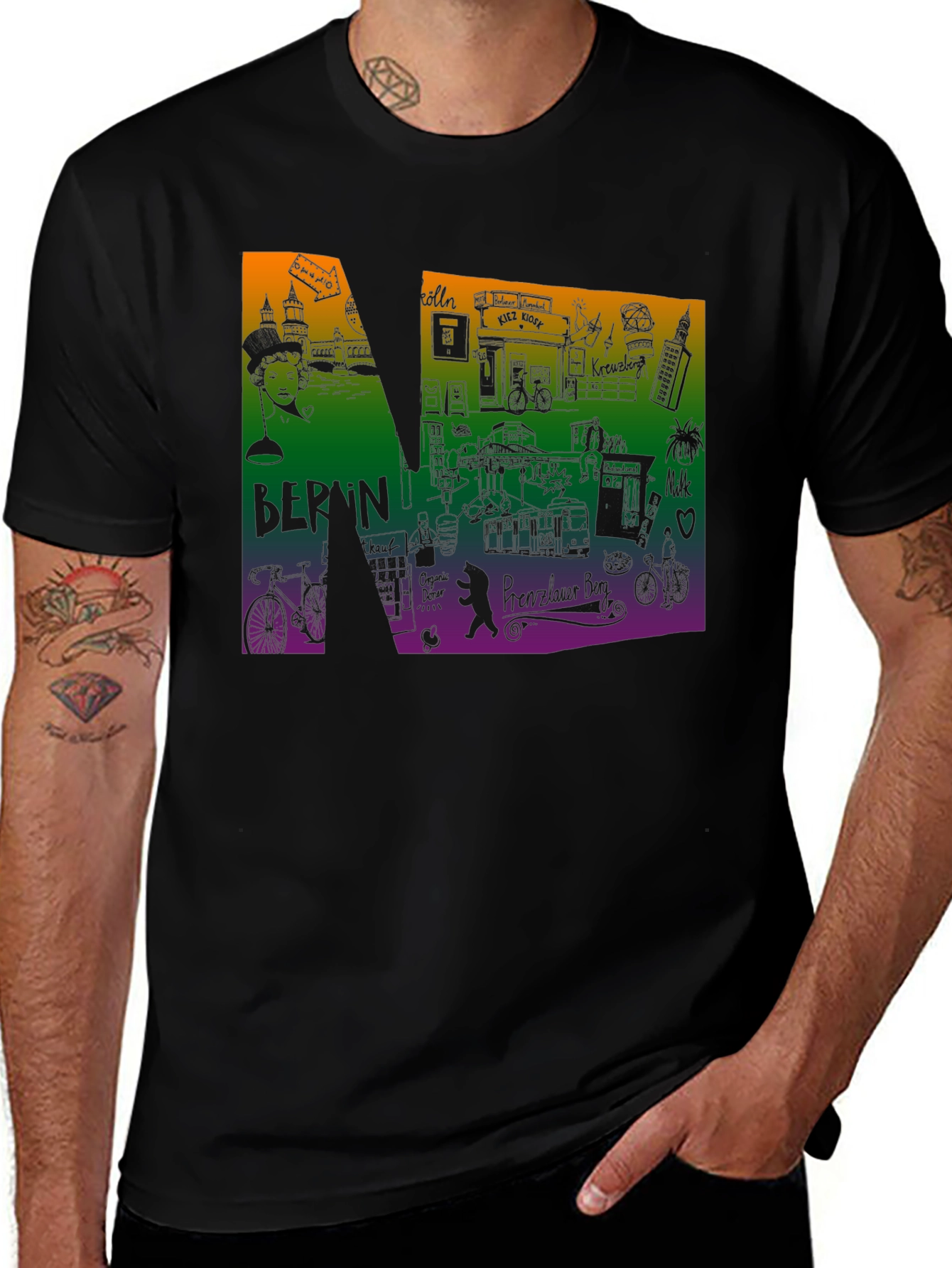 Berlin Doodle Print T-Shirt - Cityscape Tee