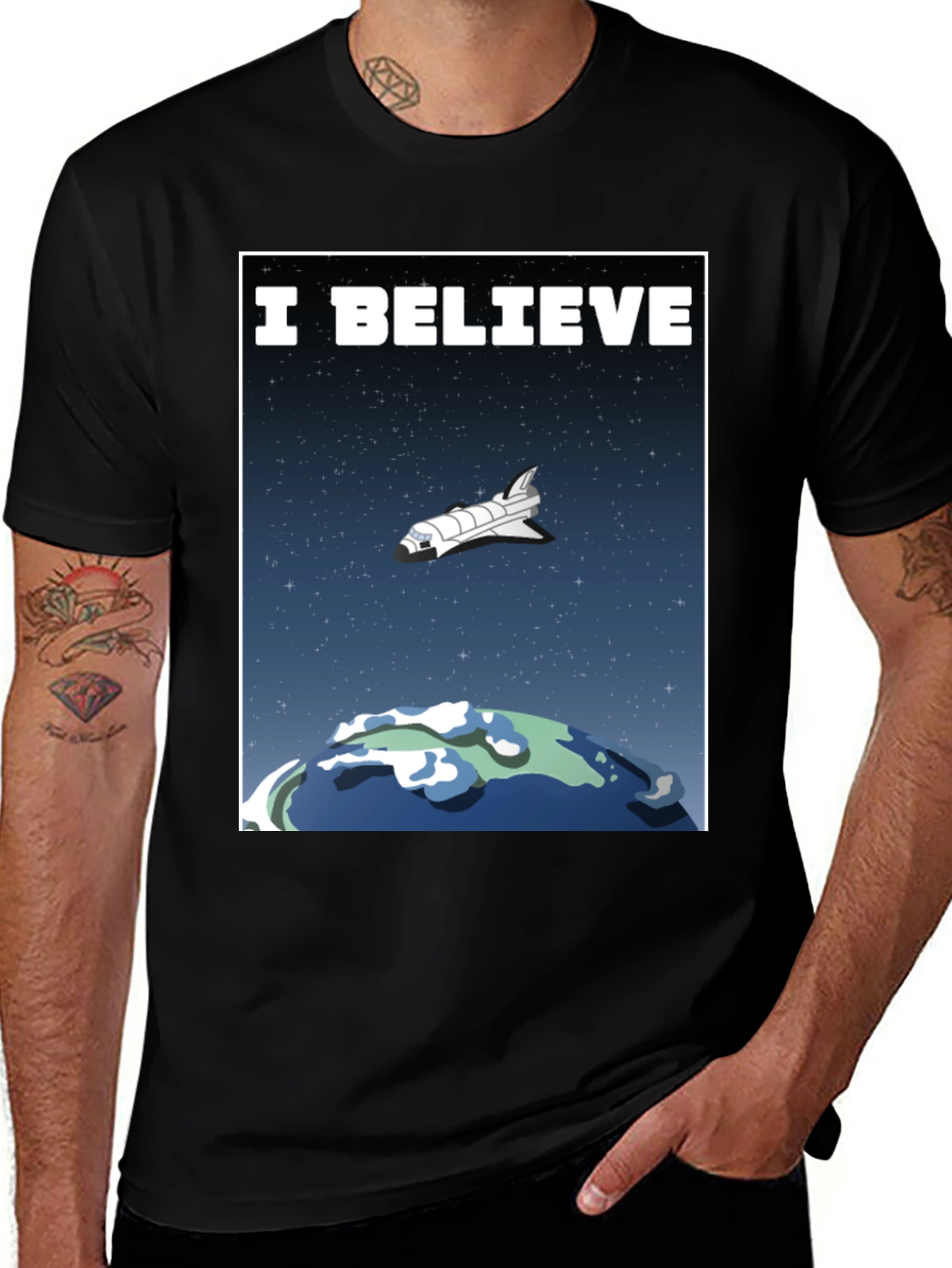 Variant 4 of I Believe Space Shuttle Graphic T-Shirt