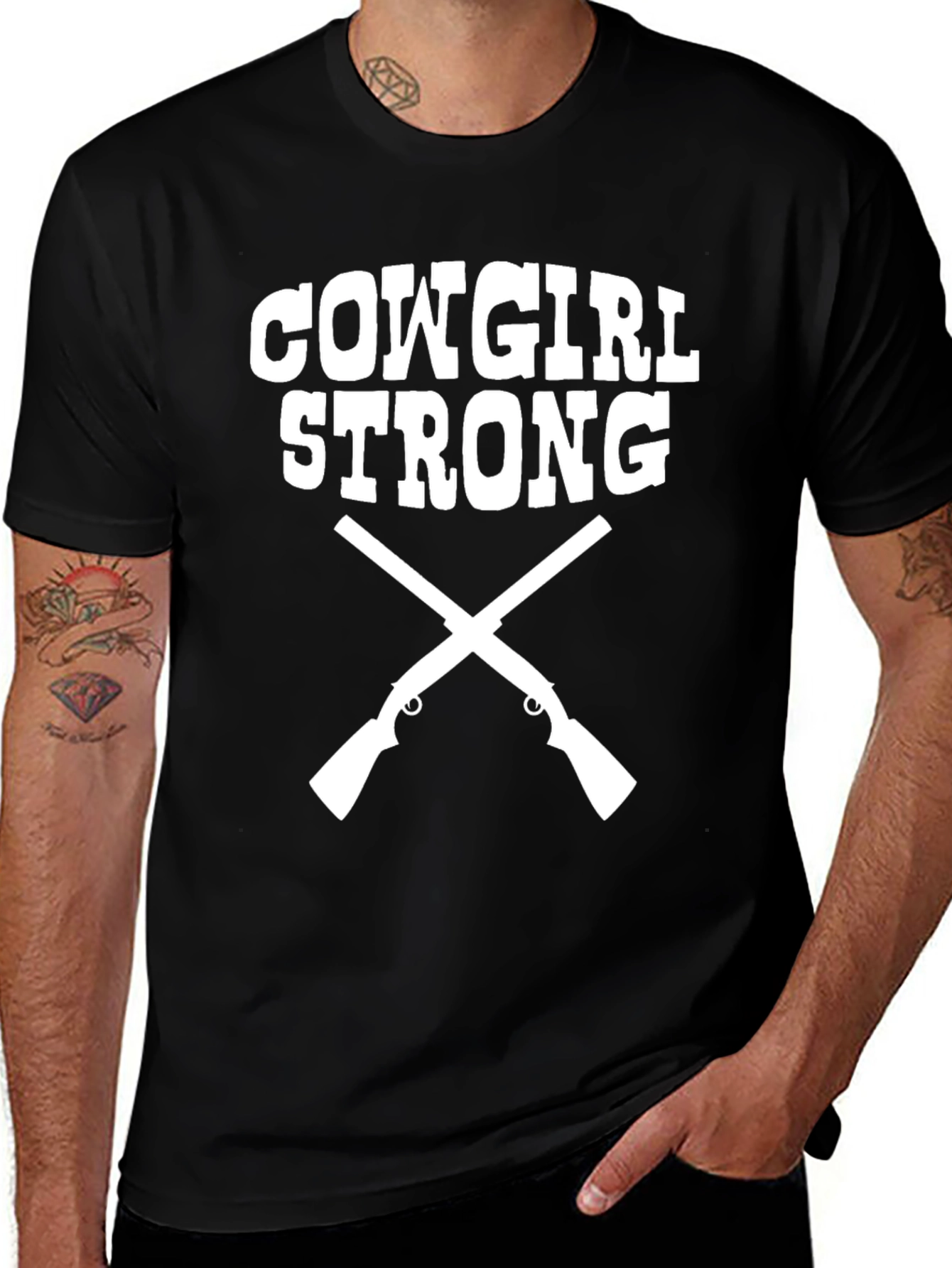 Variant 20 of Cowgirl Strong Graphic Tee - Western Style T-Shirt