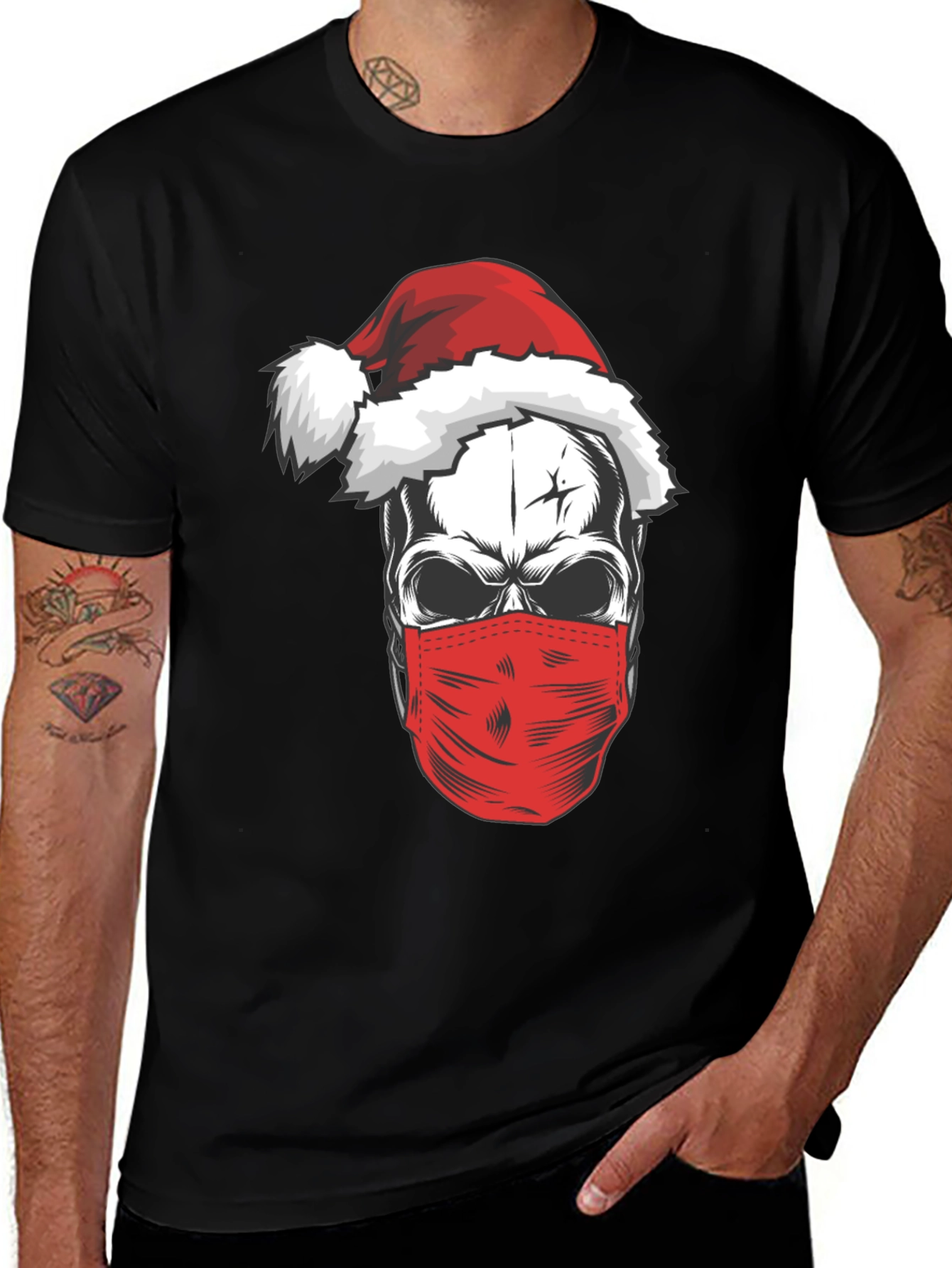 Variant 12 of Santa Skull Mask T-Shirt - Holiday Humor