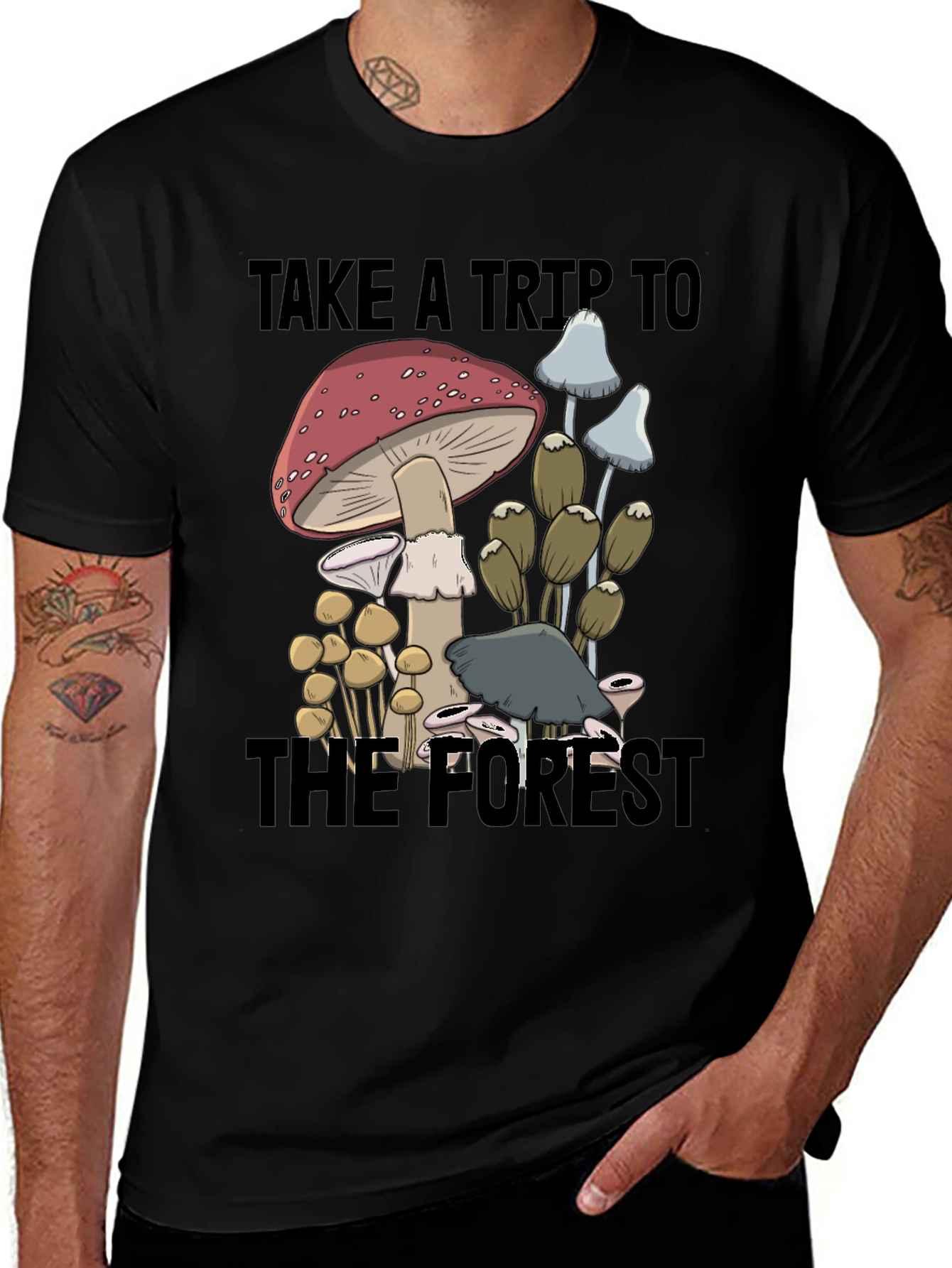 Variant 24 of Mushroom Forest Trip T-Shirt - Nature Adventure Tee
