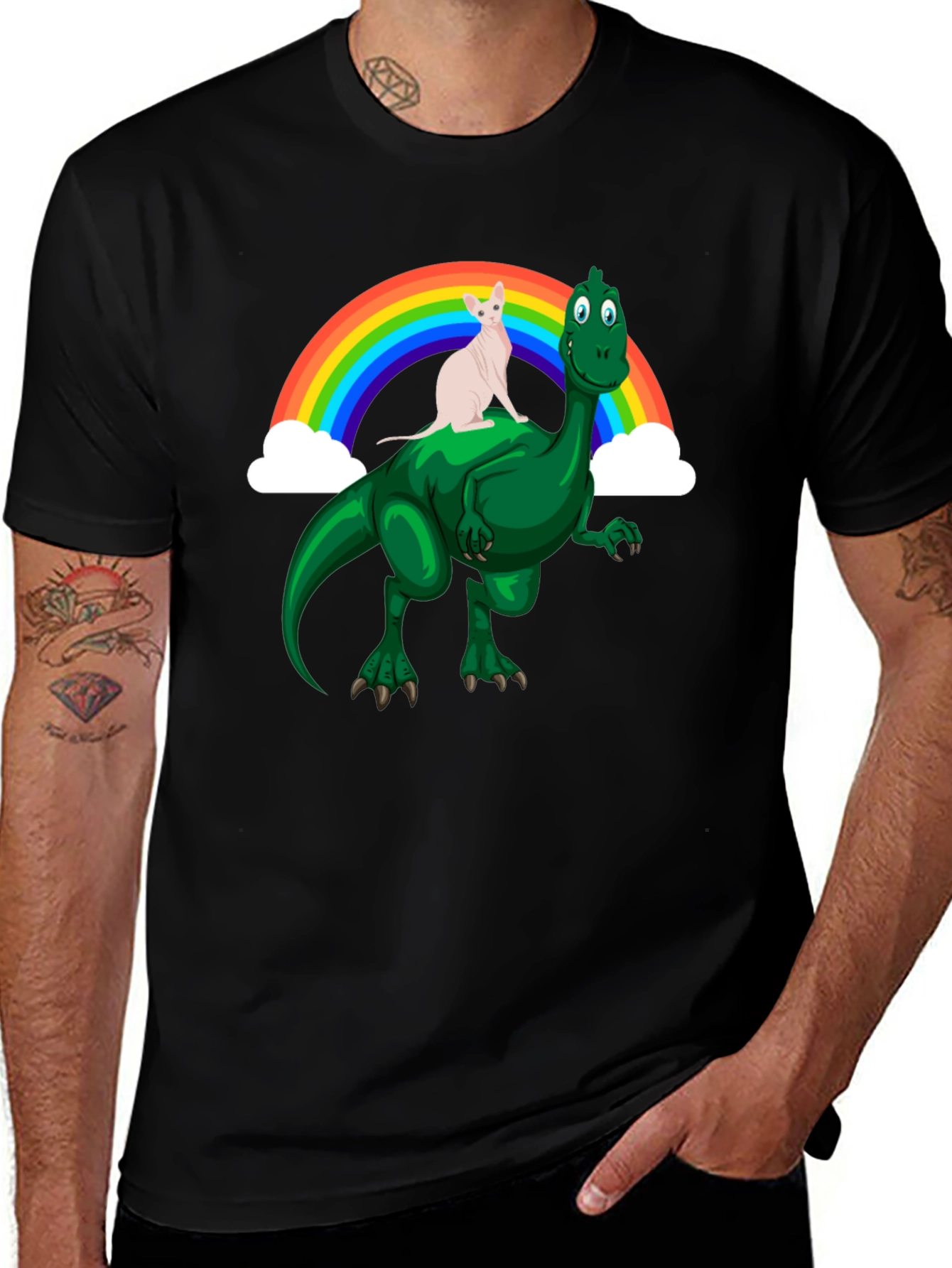 Variant 15 of Dino Cat Rainbow T-Shirt