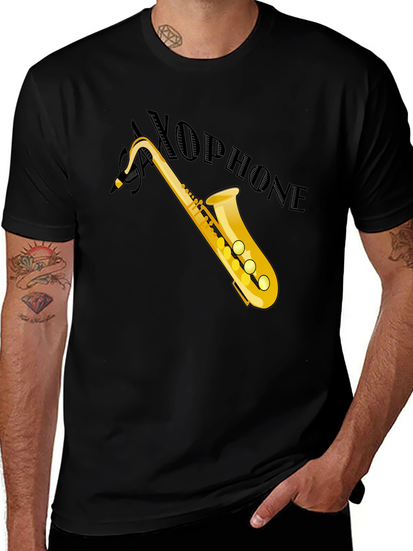 Variant 4 of Saxophone Graphic Black T-Shirt