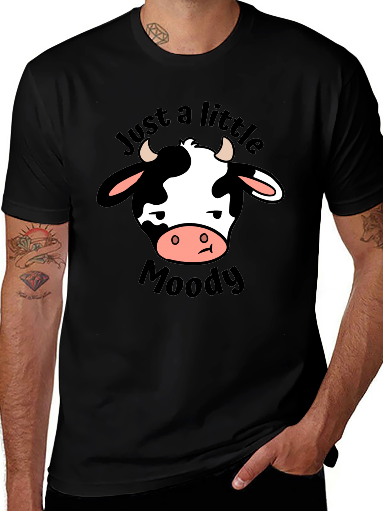 Variant 3 of Moody Cow Graphic Tee - Black Cotton T-Shirt