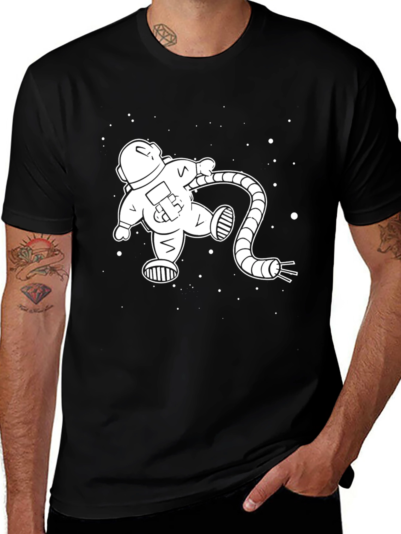 Variant 2 of Astronaut Graphic Tee - Black Cotton T-Shirt