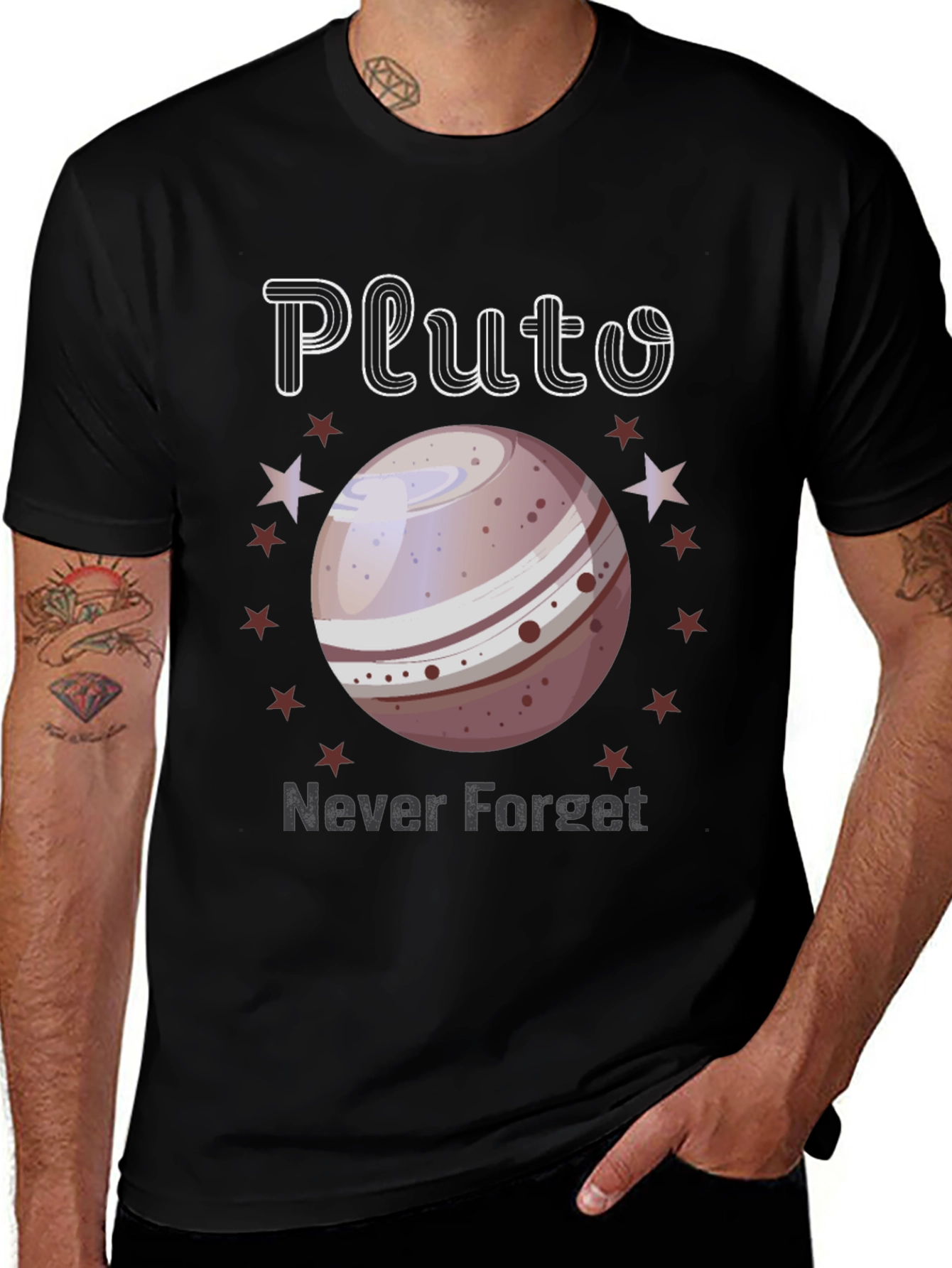 Pluto Never Forget T-Shirt - Space Nostalgia Tee