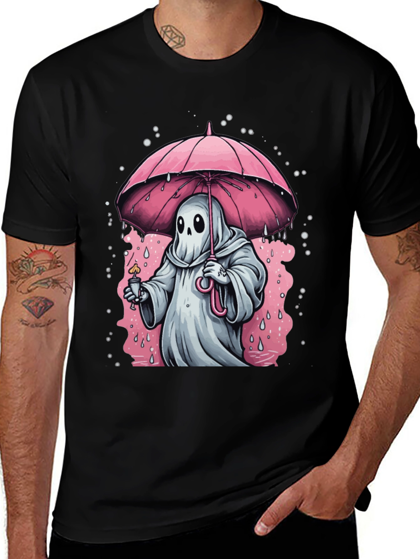 Variant 10 of Ghost with Umbrella Graphic Tee - Stylish & Unique