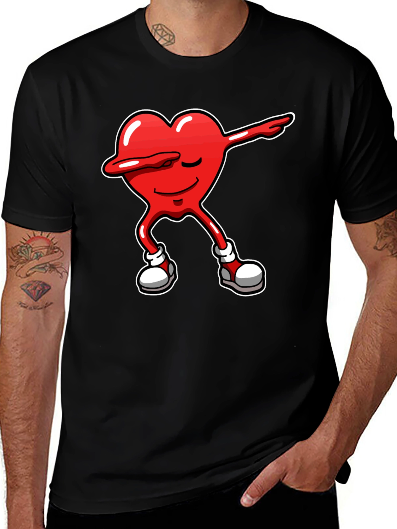 Variant 24 of Dabbing Heart Black T-Shirt - Express Your Love with Style!