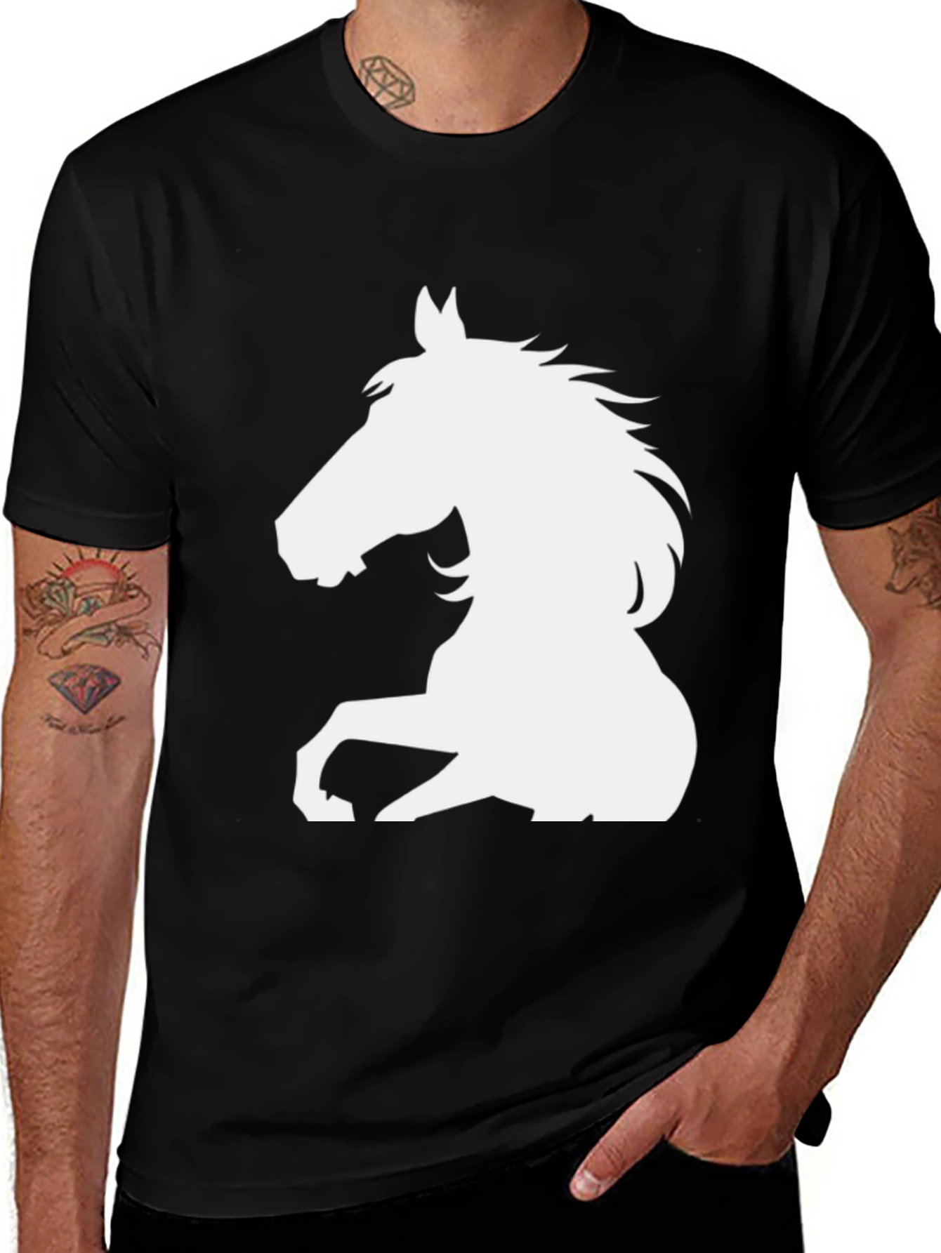 Variant 5 of Black Horse Graphic Tee - Men's Casual Top