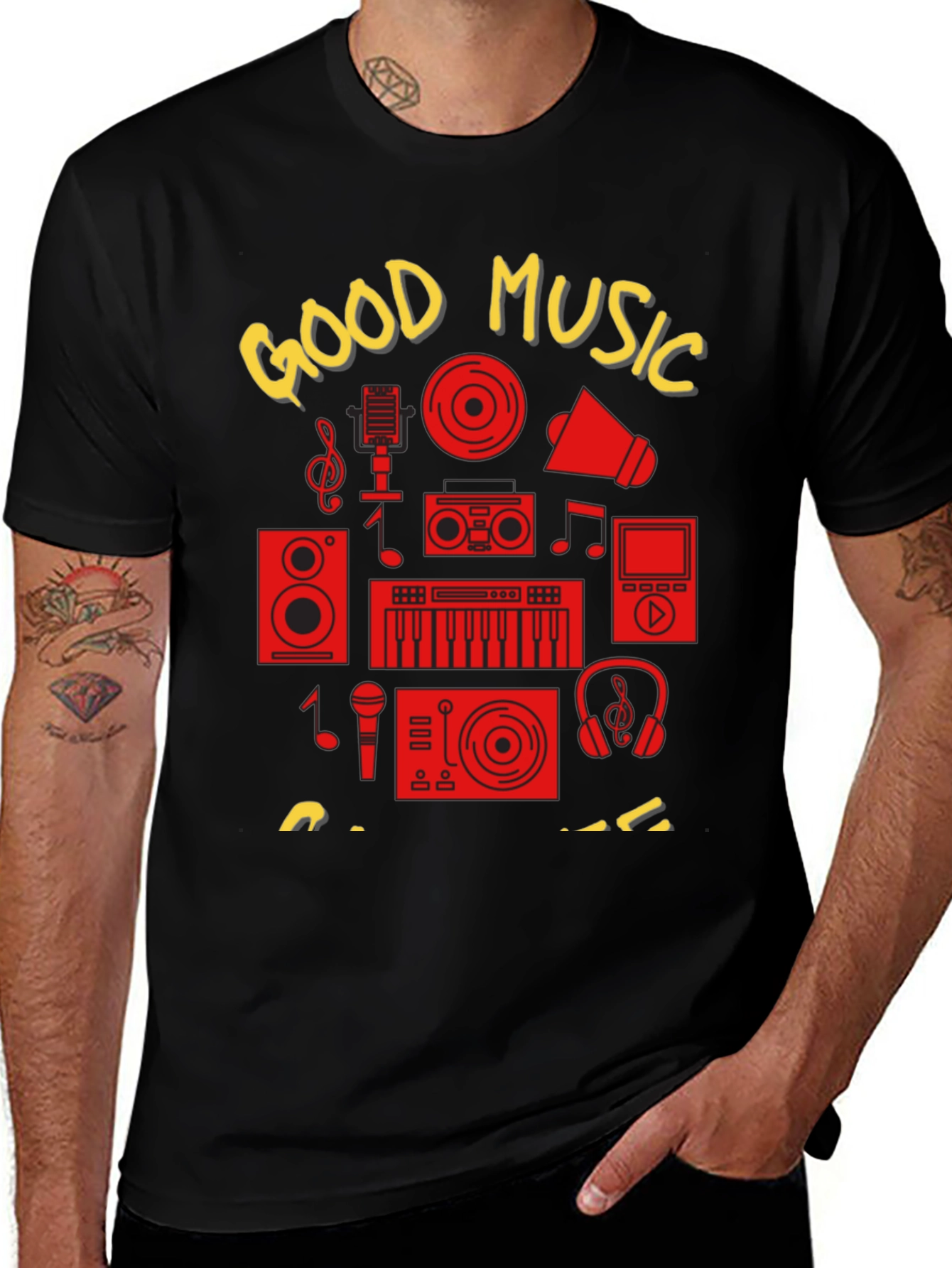 Variant 2 of Good Music Graphic Print Black T-Shirt