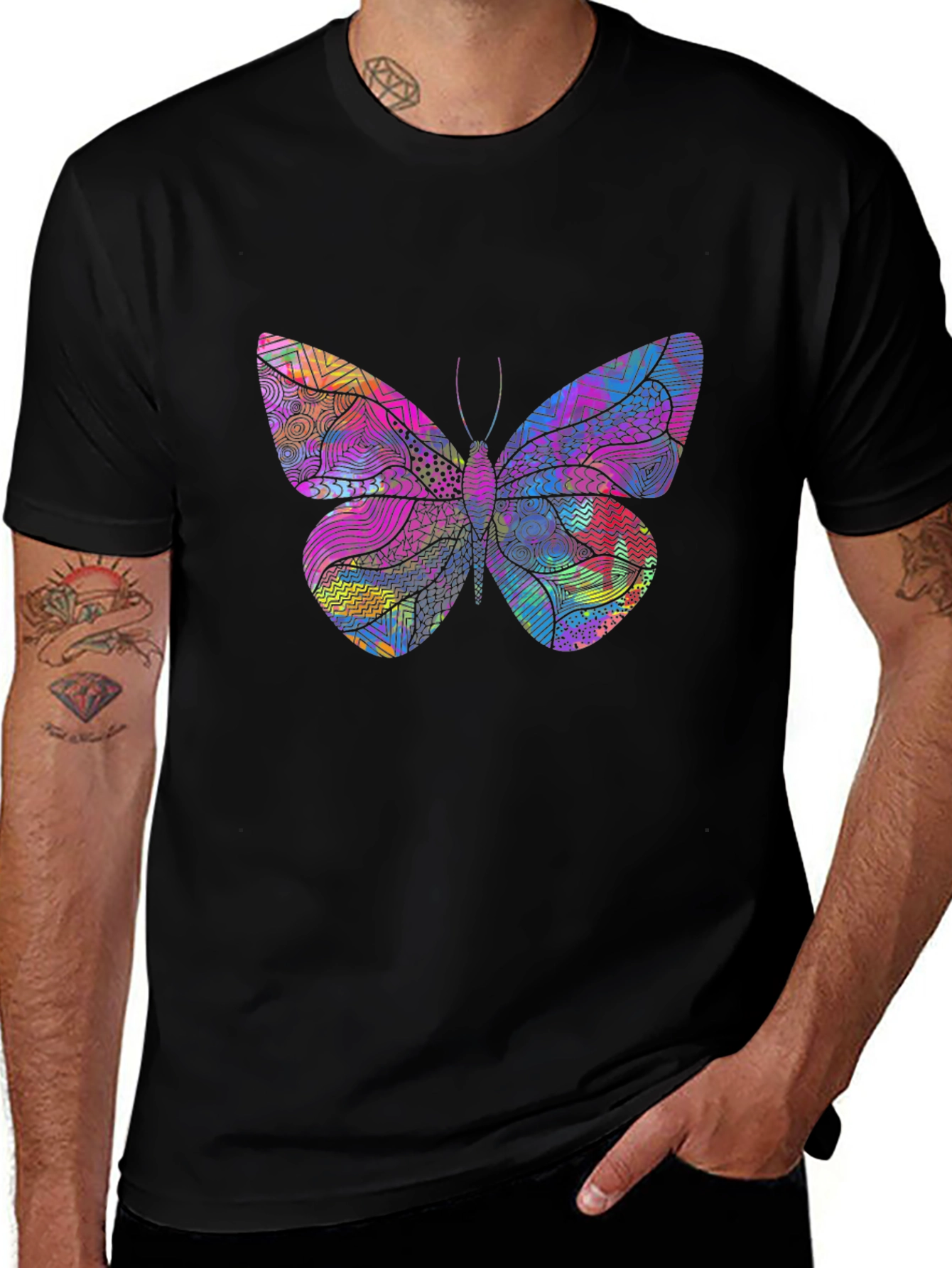 Variant 7 of Psychedelic Butterfly Graphic Tee - Unique Design