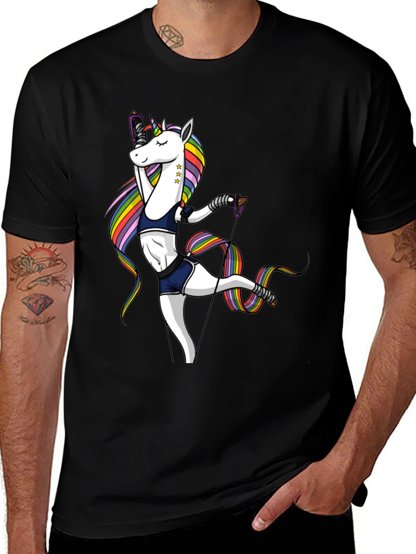 Unicorn Gymnast Black T-Shirt