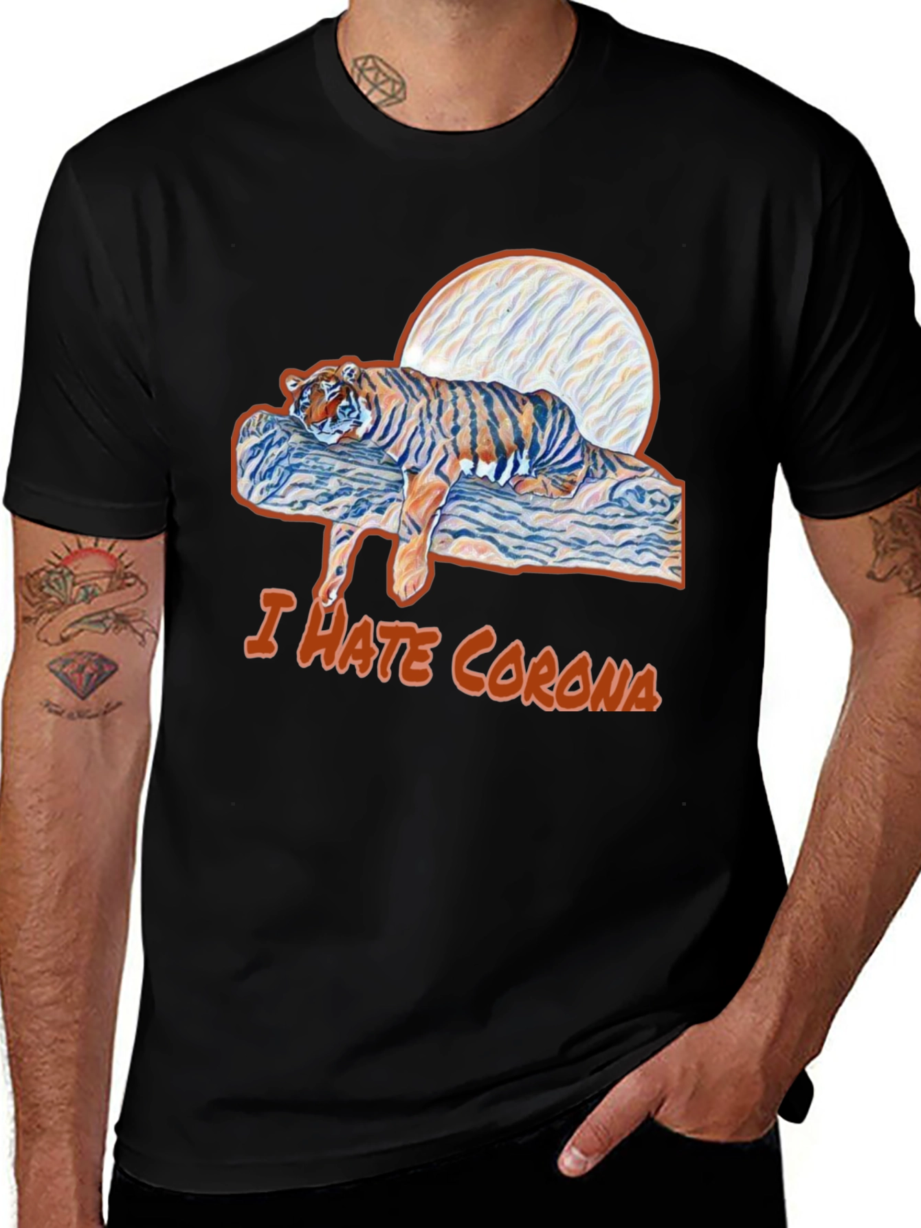 Variant 15 of I Hate Corona Tiger Graphic Tee - Unisex Short Sleeve T-Shirt
