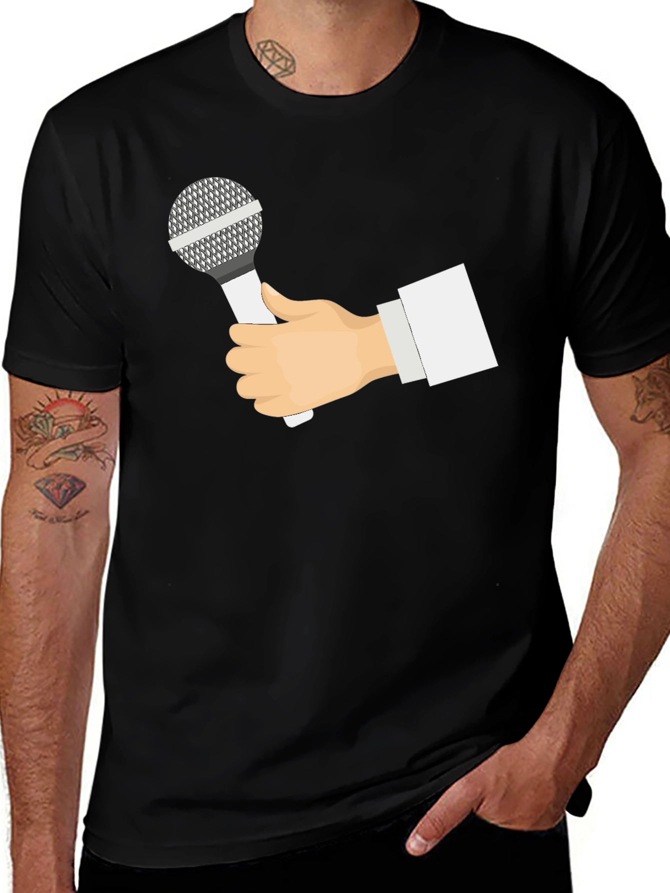 Black Mic Hand Black T-Shirt main image