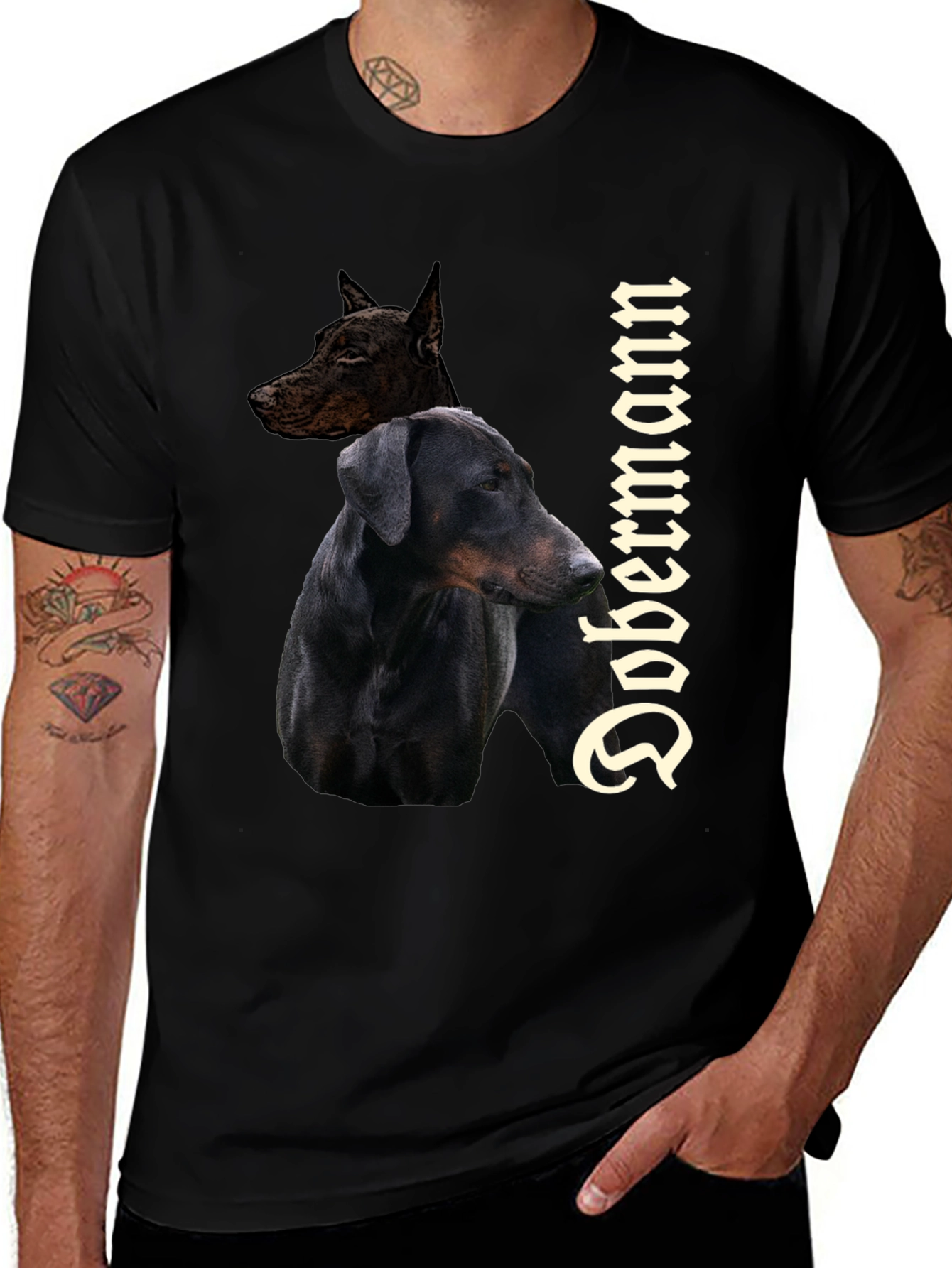 Dobermann Dog Graphic Tee - Stylish Black T-Shirt