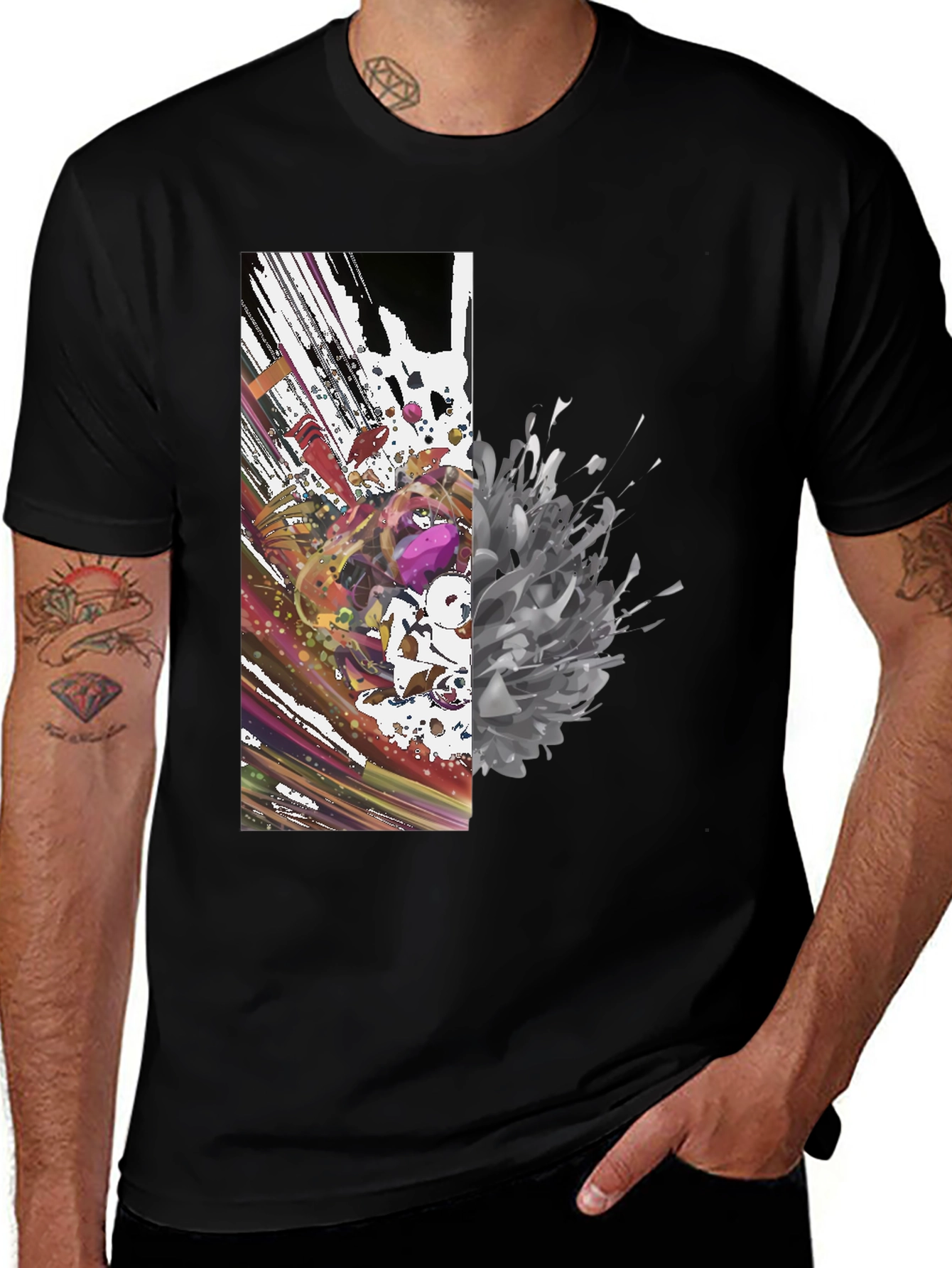 Variant 24 of Abstract Art Black Tee - Modern Graphic Print