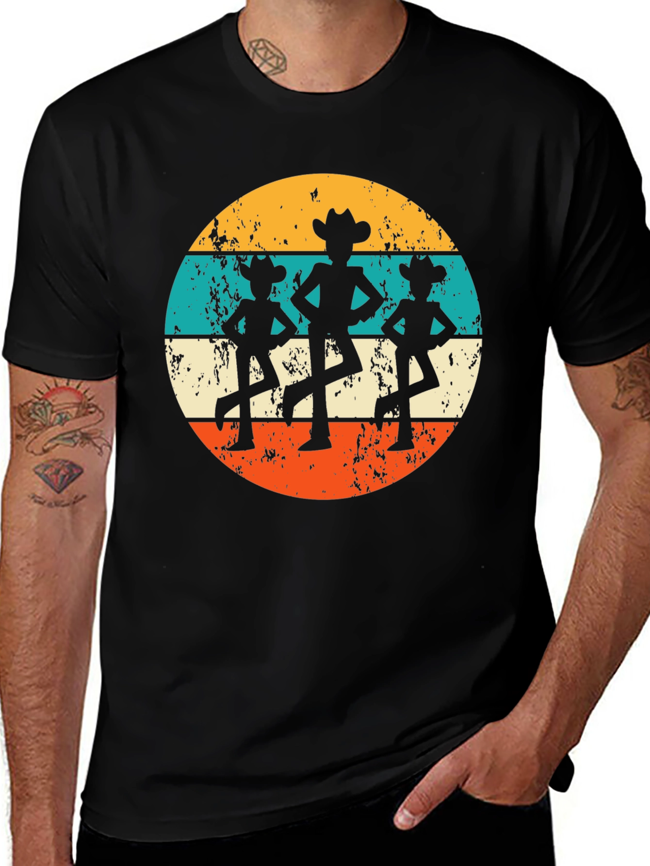 Variant 25 of Retro Cowboy Dancer T-Shirt - Western Line Dance Tee
