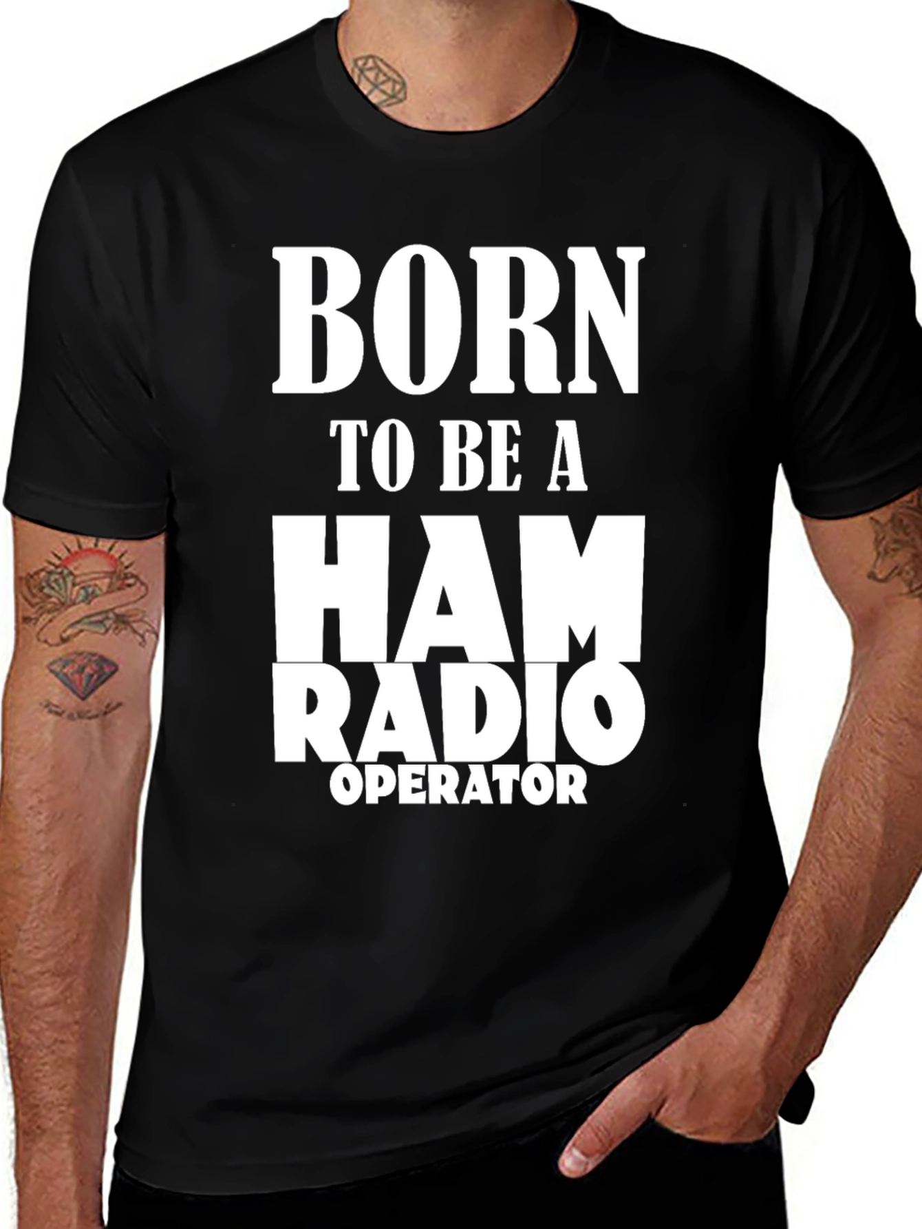 Variant 11 of Born to Be A Ham Radio Operator Black T-Shirt