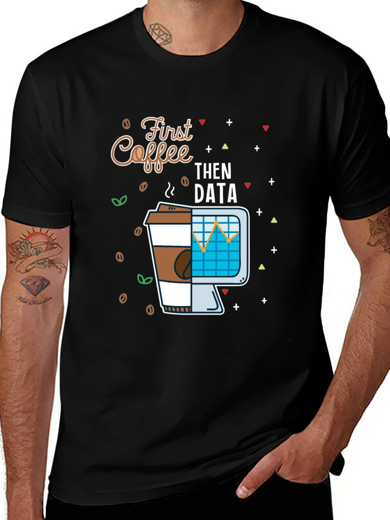 Variant 6 of First Coffee Then Data Funny T-Shirt
